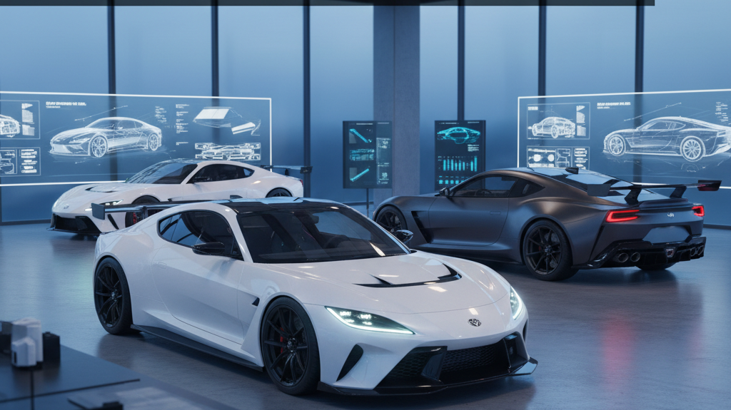 Editorial, photo-realistic HERO for an automotive daily news article titled "Toyota GR GT Hybrid V8 Unveiled with 641 hp – Daily Car News (2025-12-05)