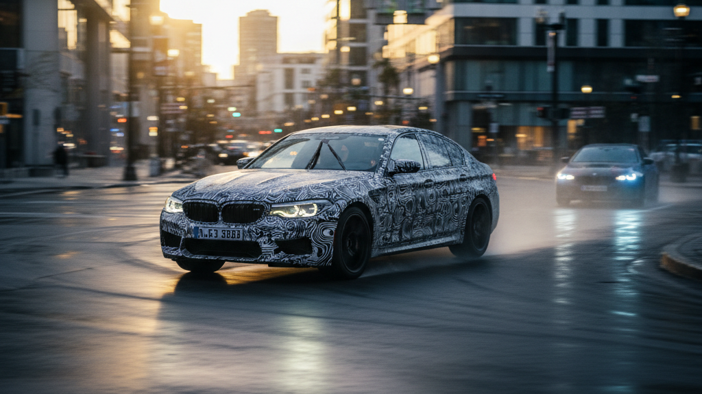 Editorial supporting image A: Highlight the most newsworthy model referenced by "BMW M5 Facelift Sneaks in Camouflage – Daily Car News (2025-12-28)".