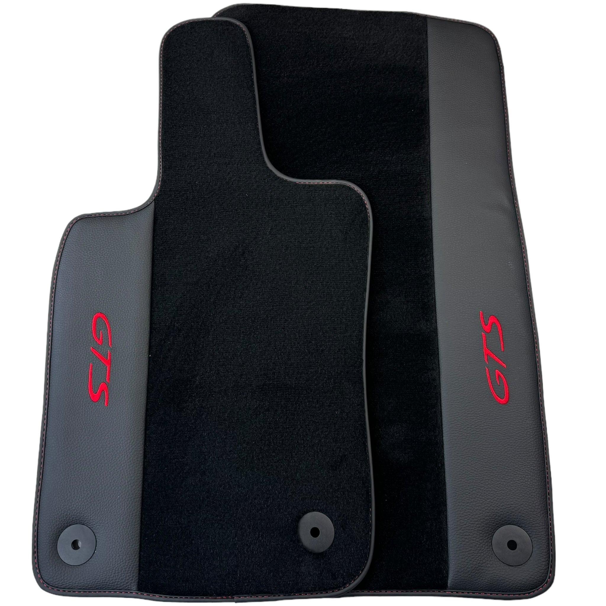 Black Floor Mats for Porsche Panamera GTS (2009-2016) with Leather - AutoWin