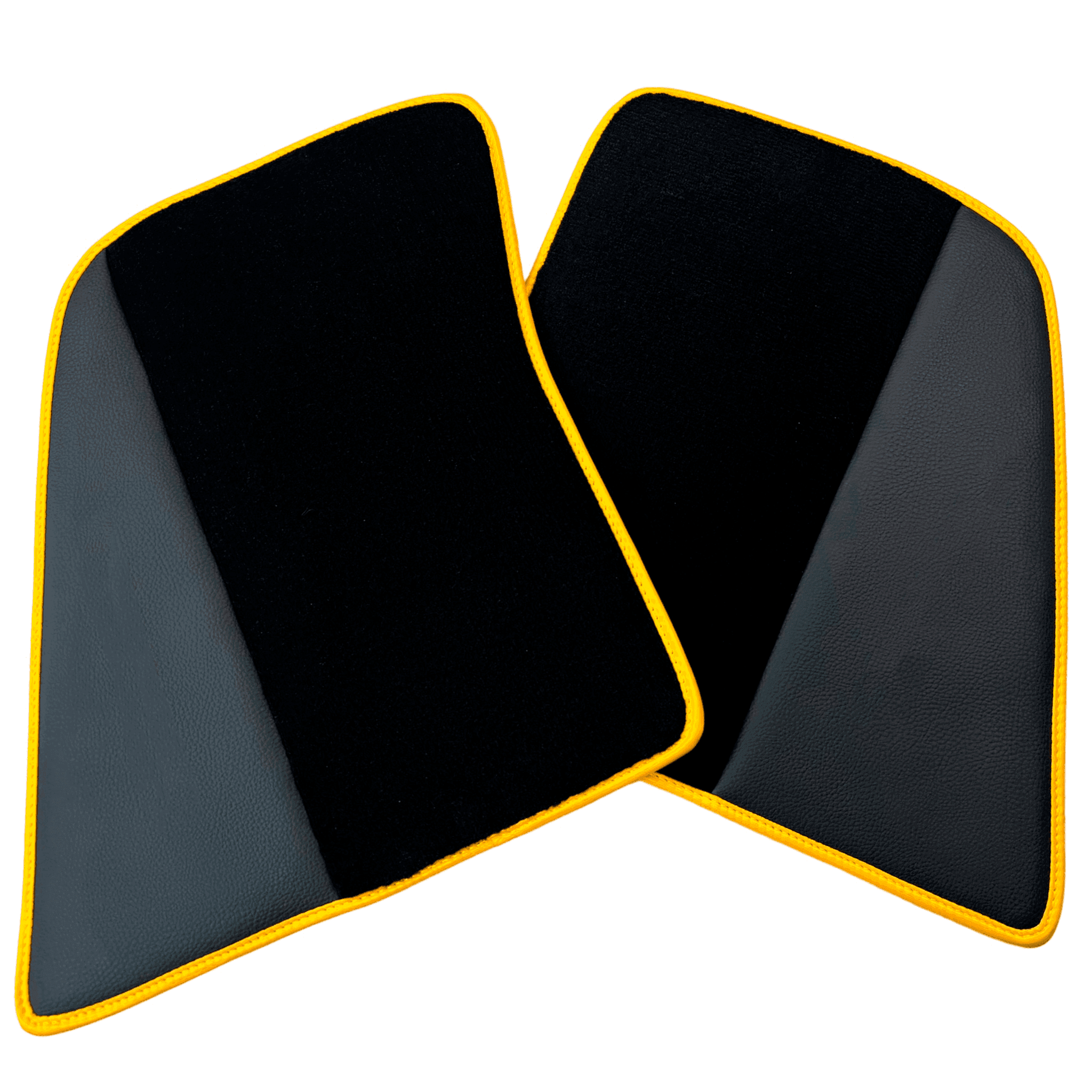 Black Floor Mats for Ferrari 296 GTB (2022-2024) with Leather and Yellow Trim - AutoWin