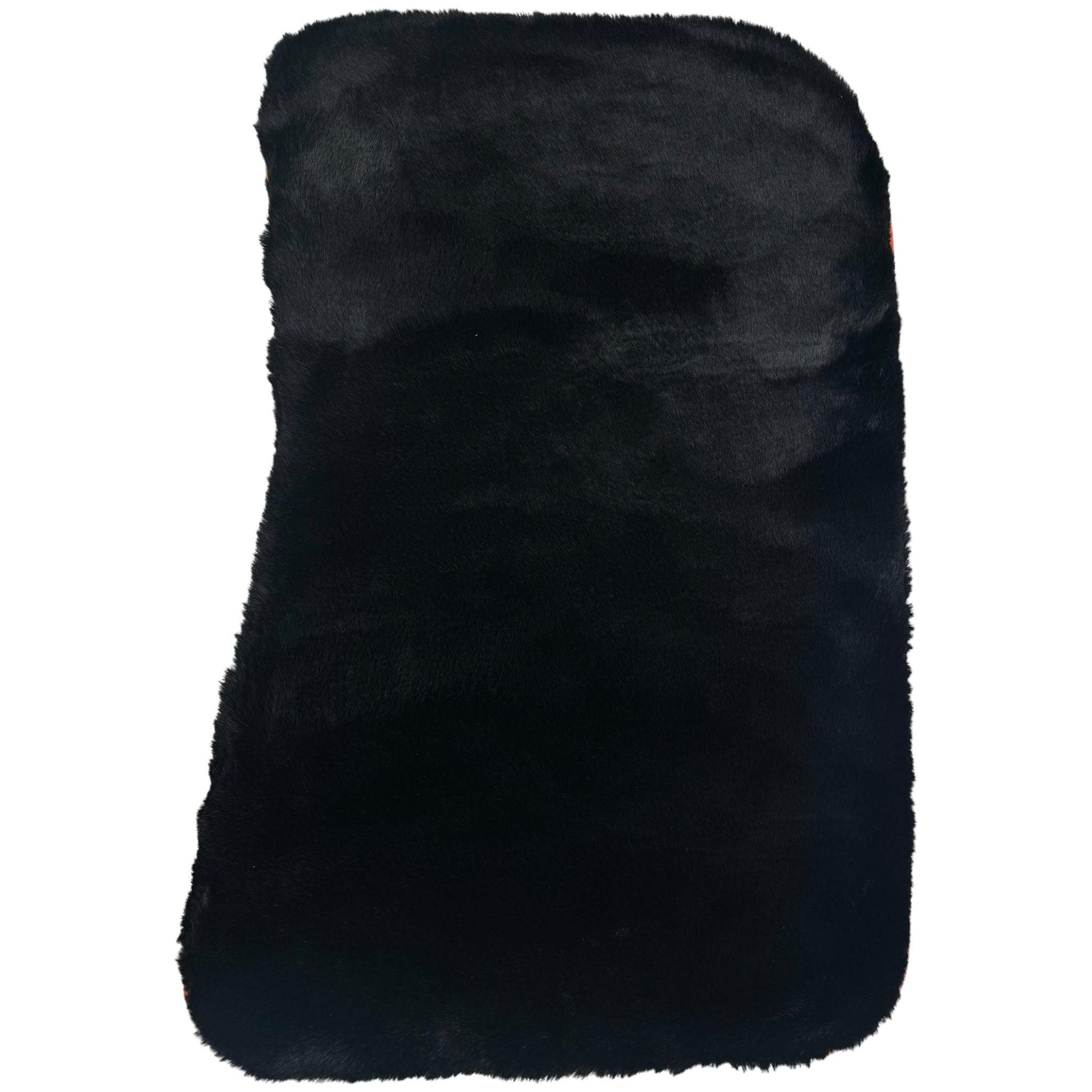 Black Sheepskin Floor Mats for Rolls-Royce Shadow (1965-1977) Orange Leather Trim - AutoWin