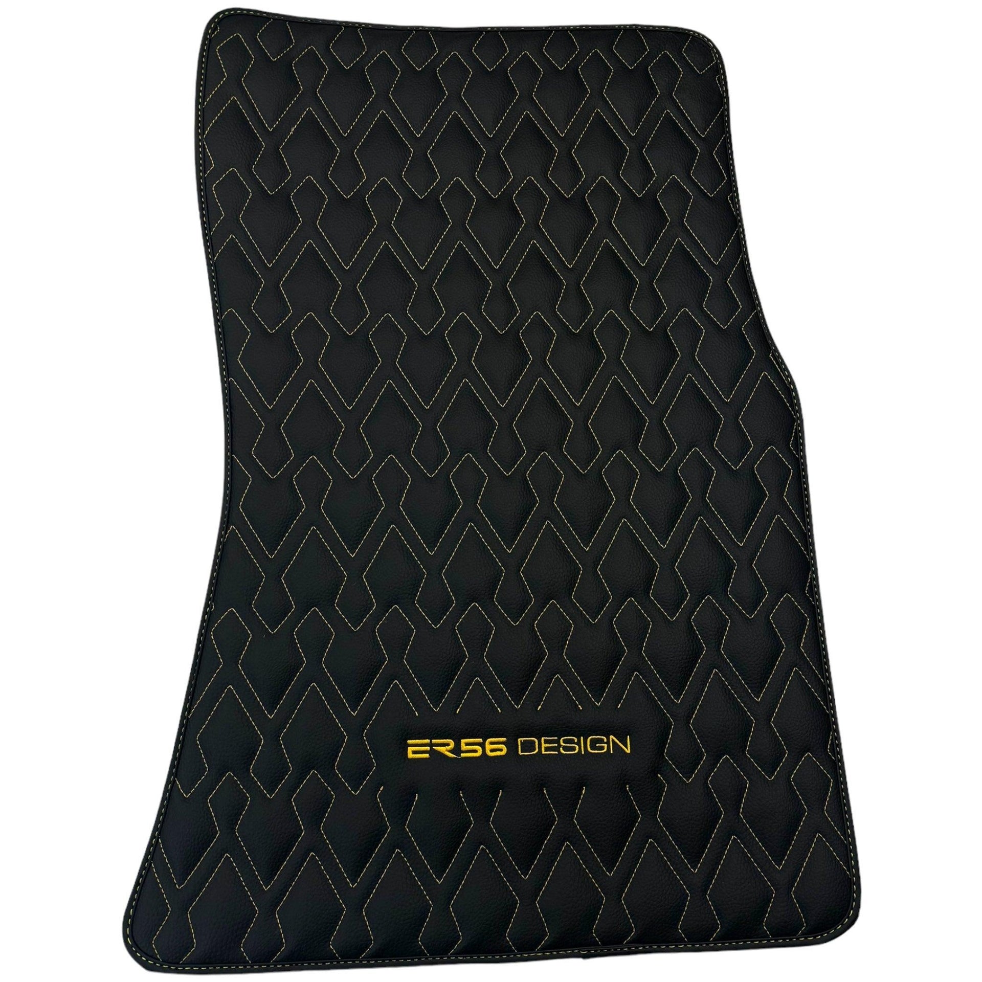 Black Leather Floor Mats for Rolls-Royce Dawn (2016-2023) ER56 Design - AutoWin