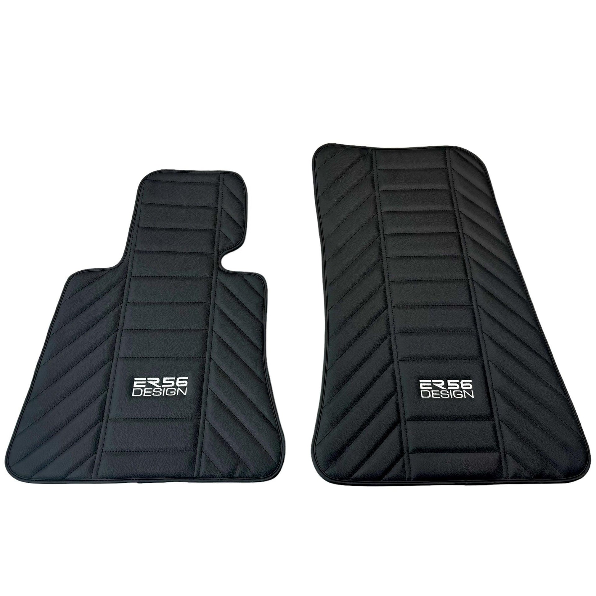 Black Leather Floor Mats for Rolls Royce Shadow (1965-1977) ER56 Design - AutoWin