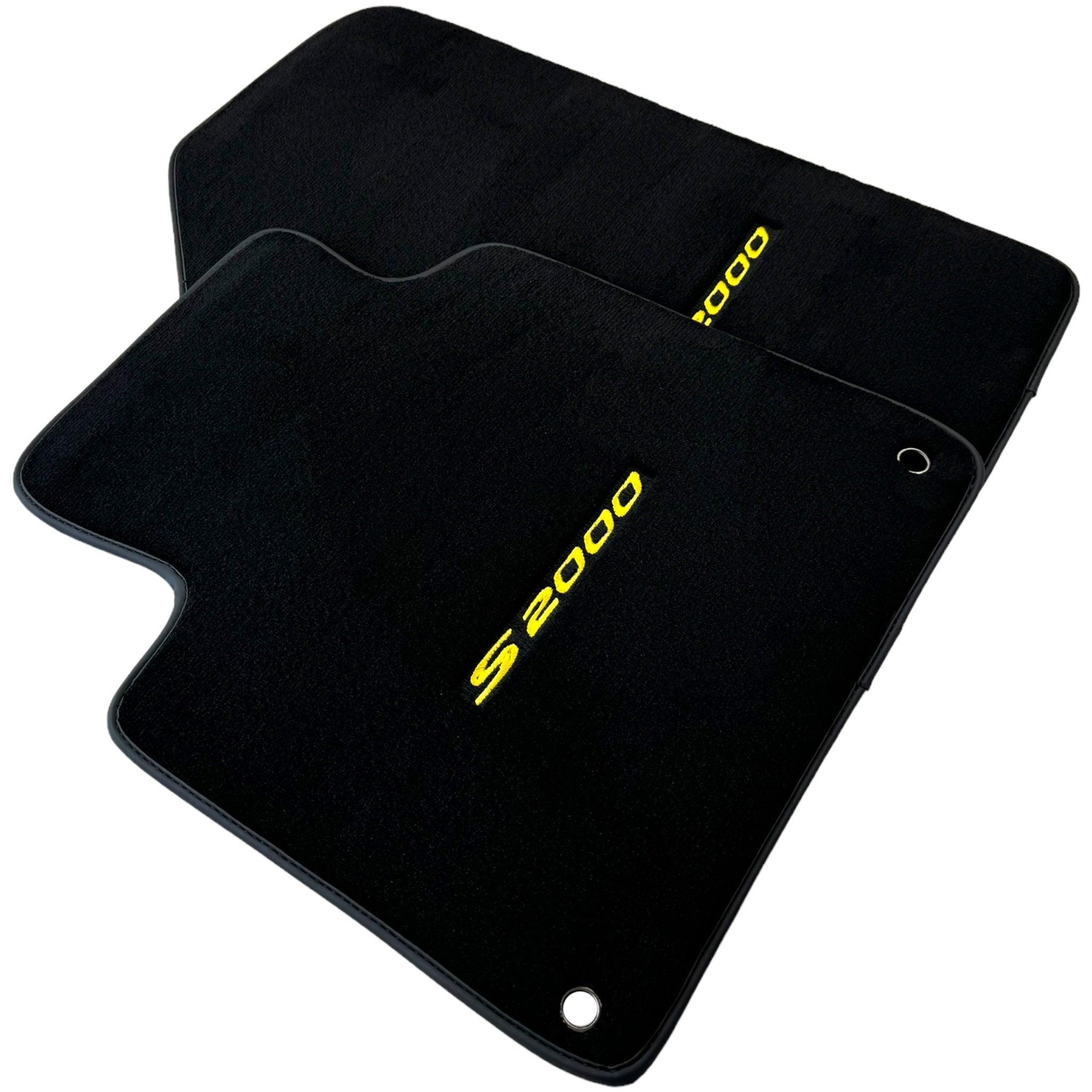 Floor Mats for Honda S2000 (1999–2004) Black Tailored with Yellow S2000 Logo - AutoWin