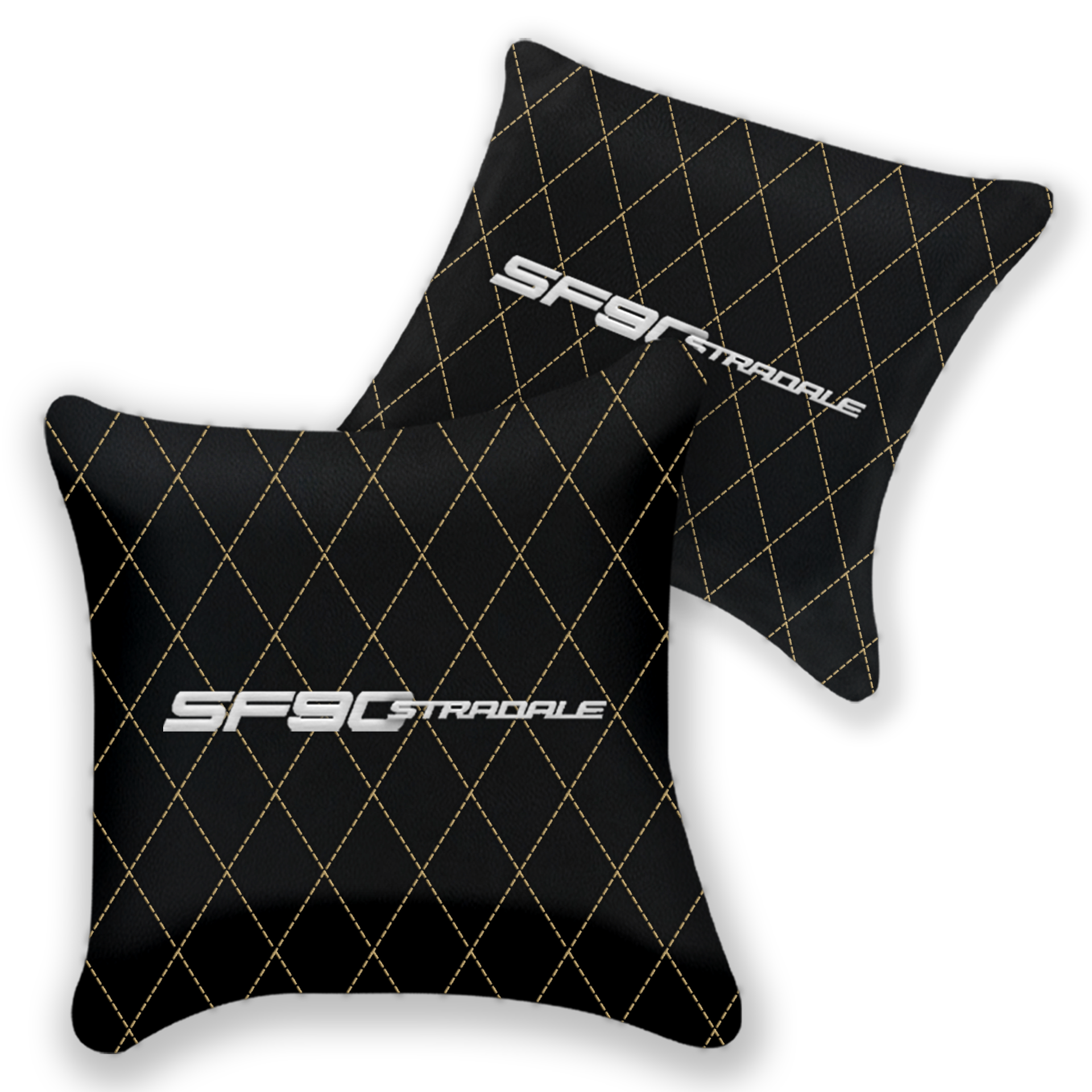 Customizable Black Leather Ferrari SF90 Stradale Pillows - Set of 2