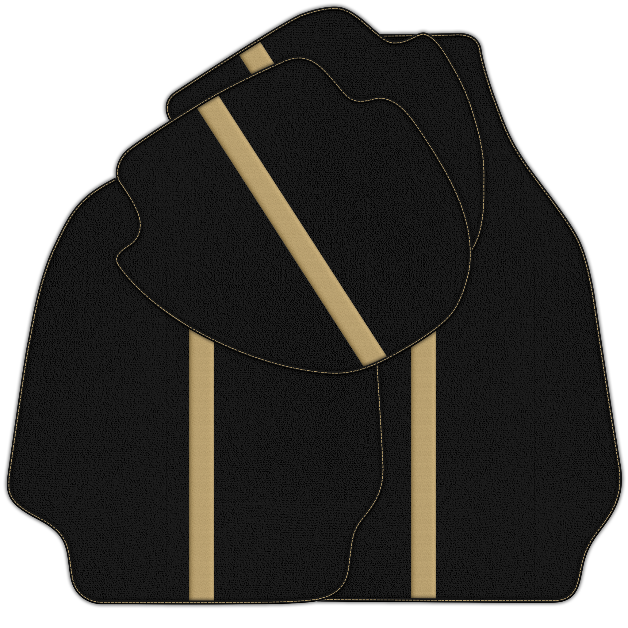 Black Floor Mats with Leather Line for Porsche Classic 911 (1963-1989) - Various Colors