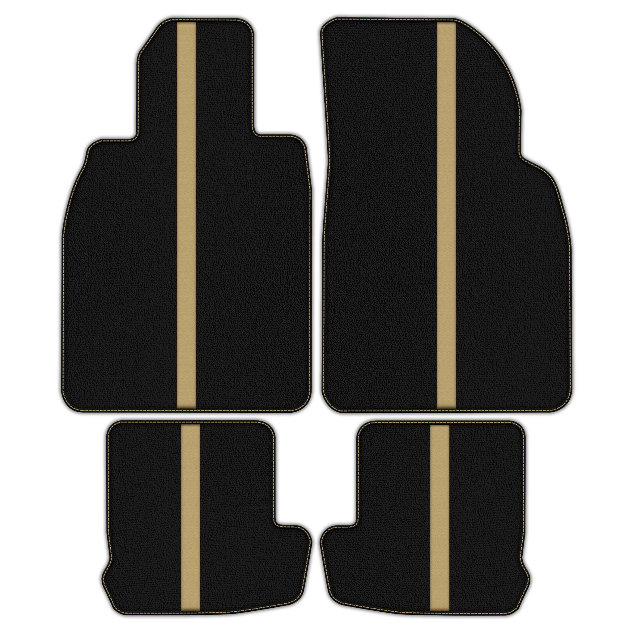 Black Floor Mats with Leather Line for Porsche Classic 911 - 991 (2012-2019) - Various Colors