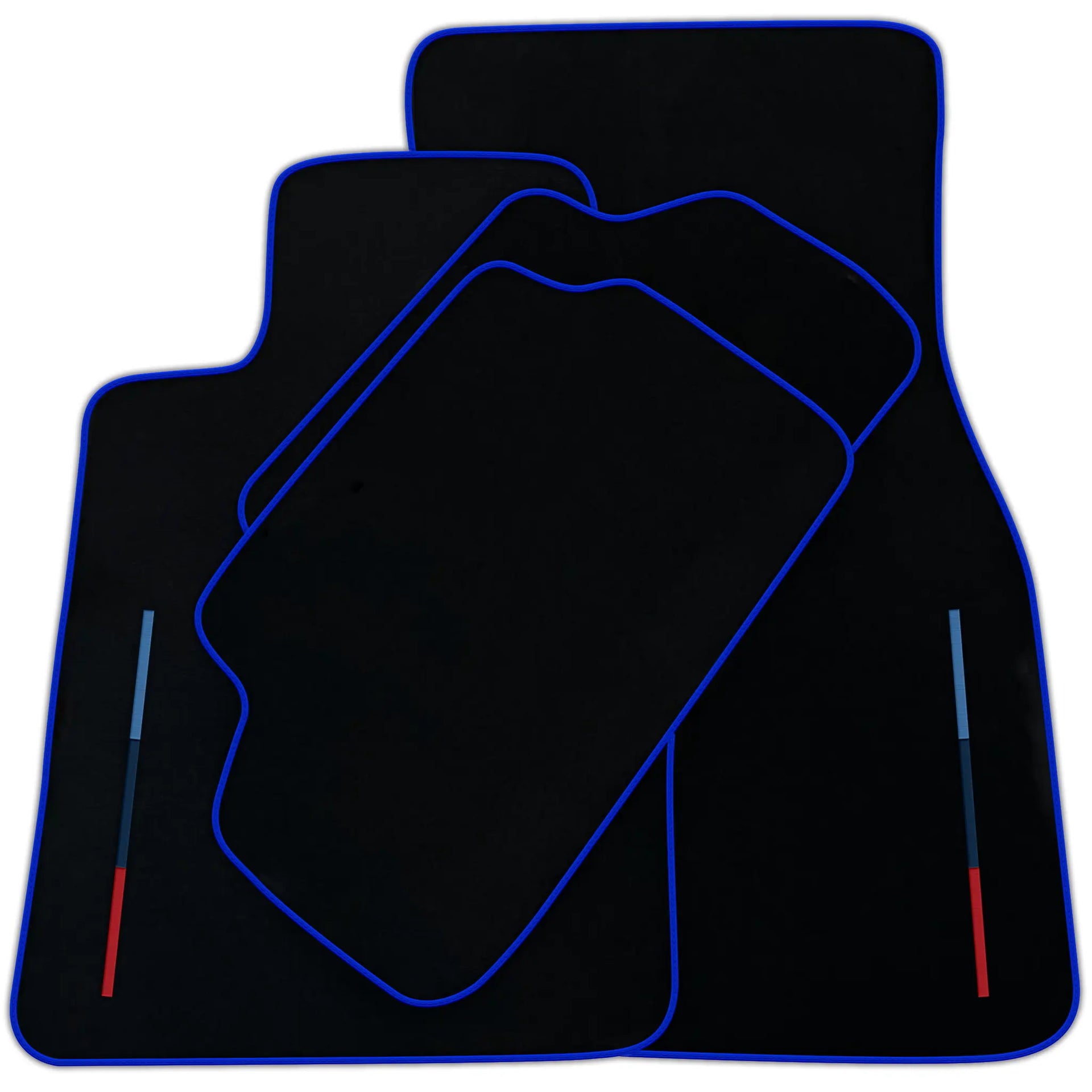 Black Floor Mats For BMW 3 Series E46 4-door Sedan With 3 Color Stripes Tailored Set Perfect Fit | Various Trim Colors