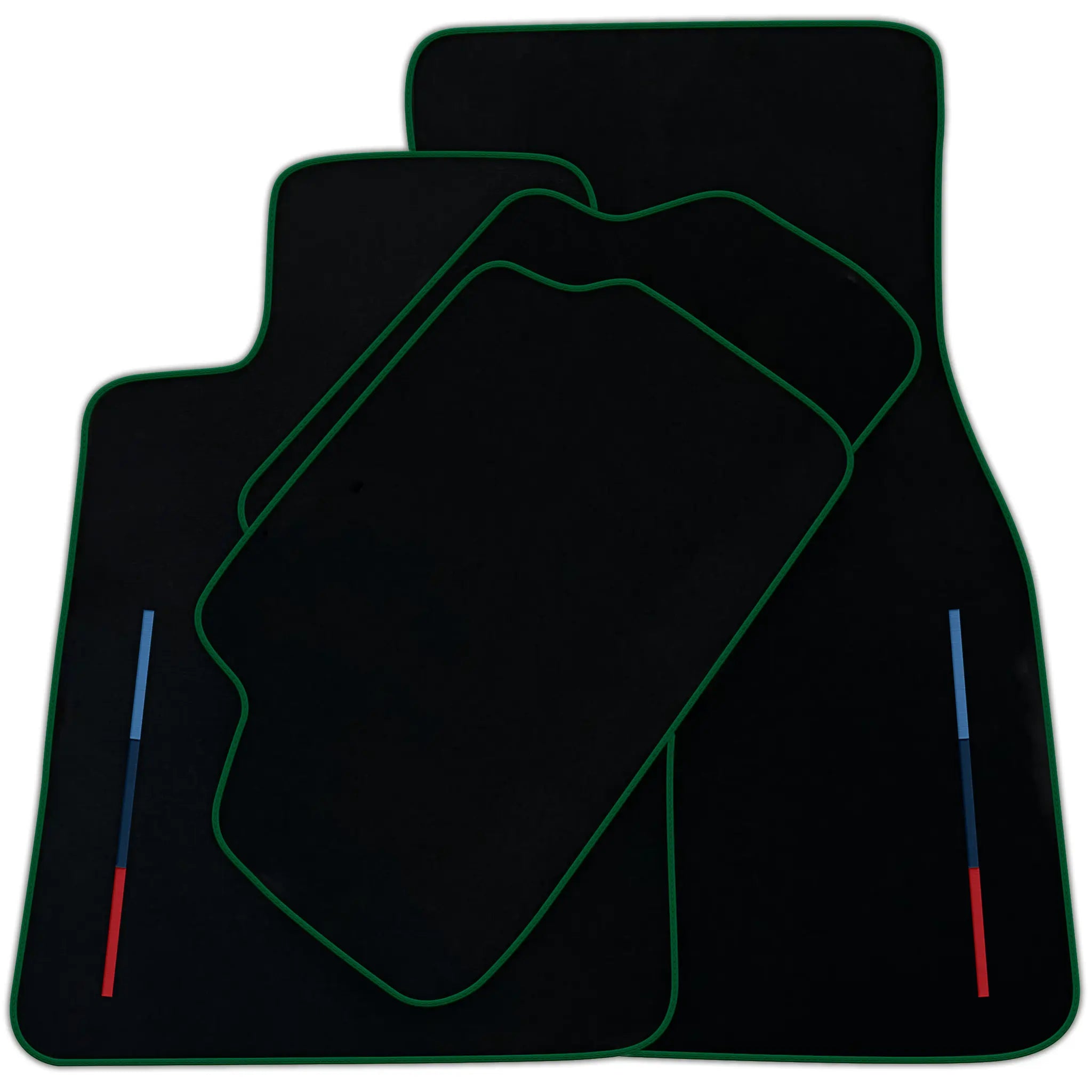 Black Floor Mats For BMW 5 Series E34 Sedan With 3 Color Stripes Tailored Set Perfect Fit | Various Trim Colors
