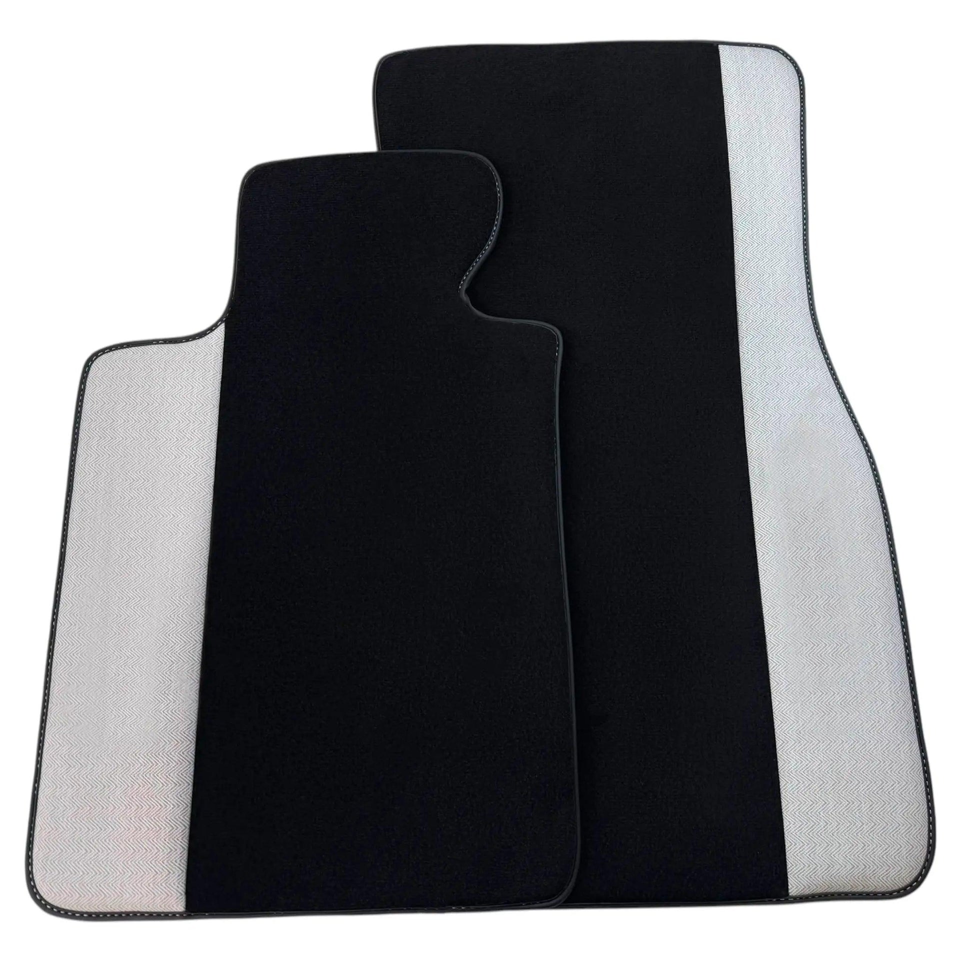 Black Floor Mats for BMW Gran Tourer F46 (2015-2022) 7 Seats with Gray Leather Borders