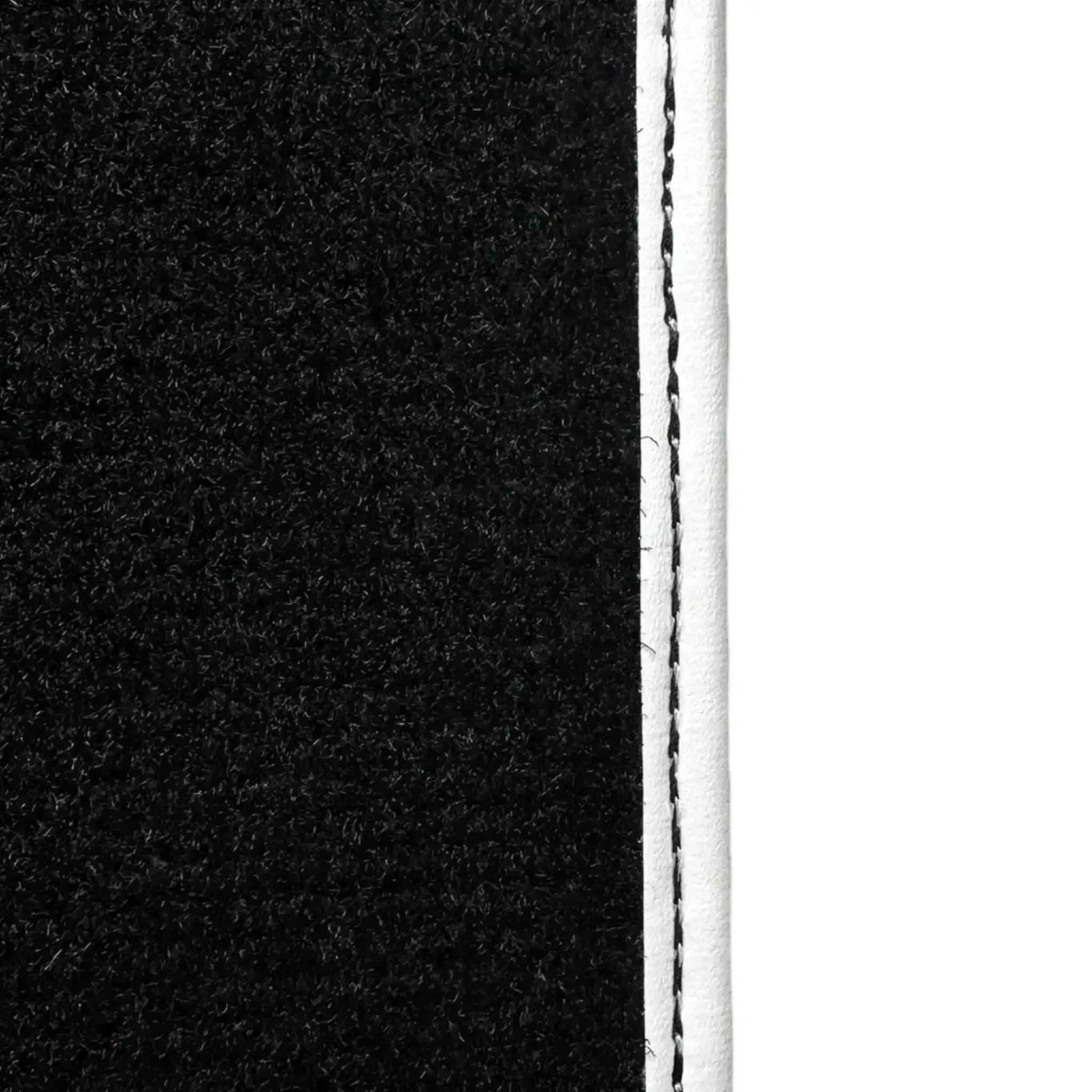 Black Floor Mats for Mini Countryman F60 (2017-2023) with Leather | White Trim - AutoWin