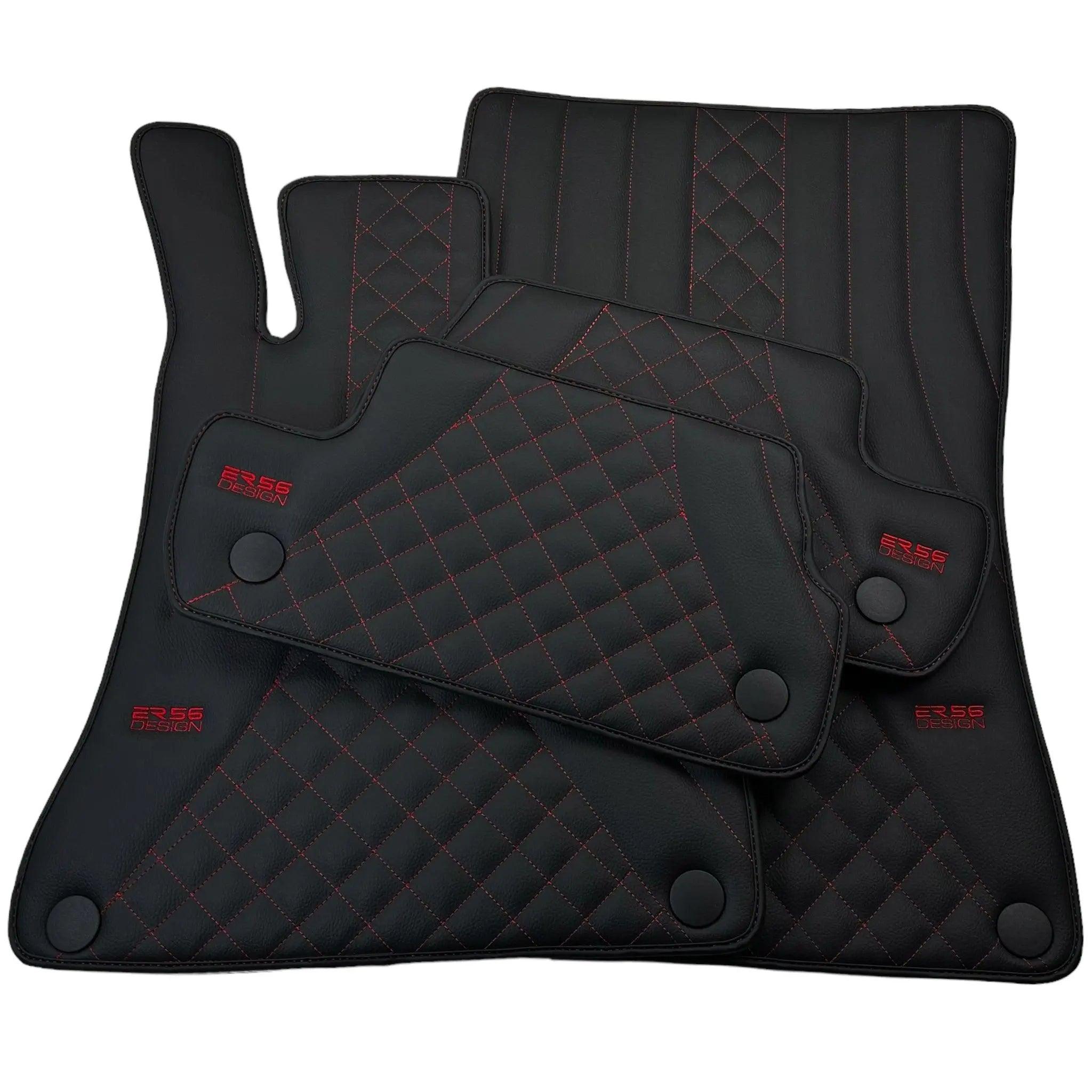 Black Leather Floor Mats For Mercedes Benz A-Class W168 (2001-2004) | ER56 Design - AutoWin