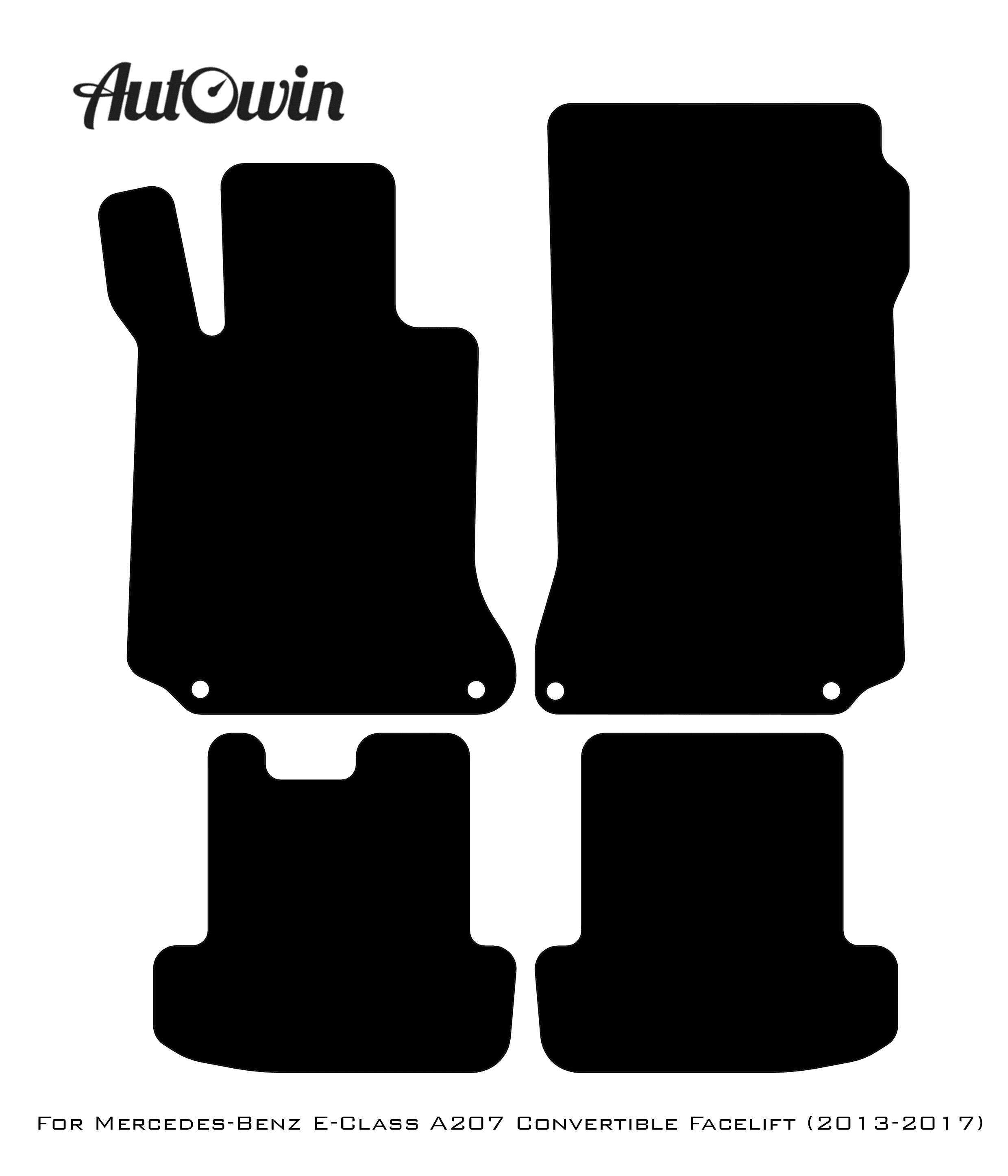 Black Leather Floor Mats For Mercedes Benz E-Class A207 Convertible Facelift (2013-2017) | ER56 Design - AutoWin