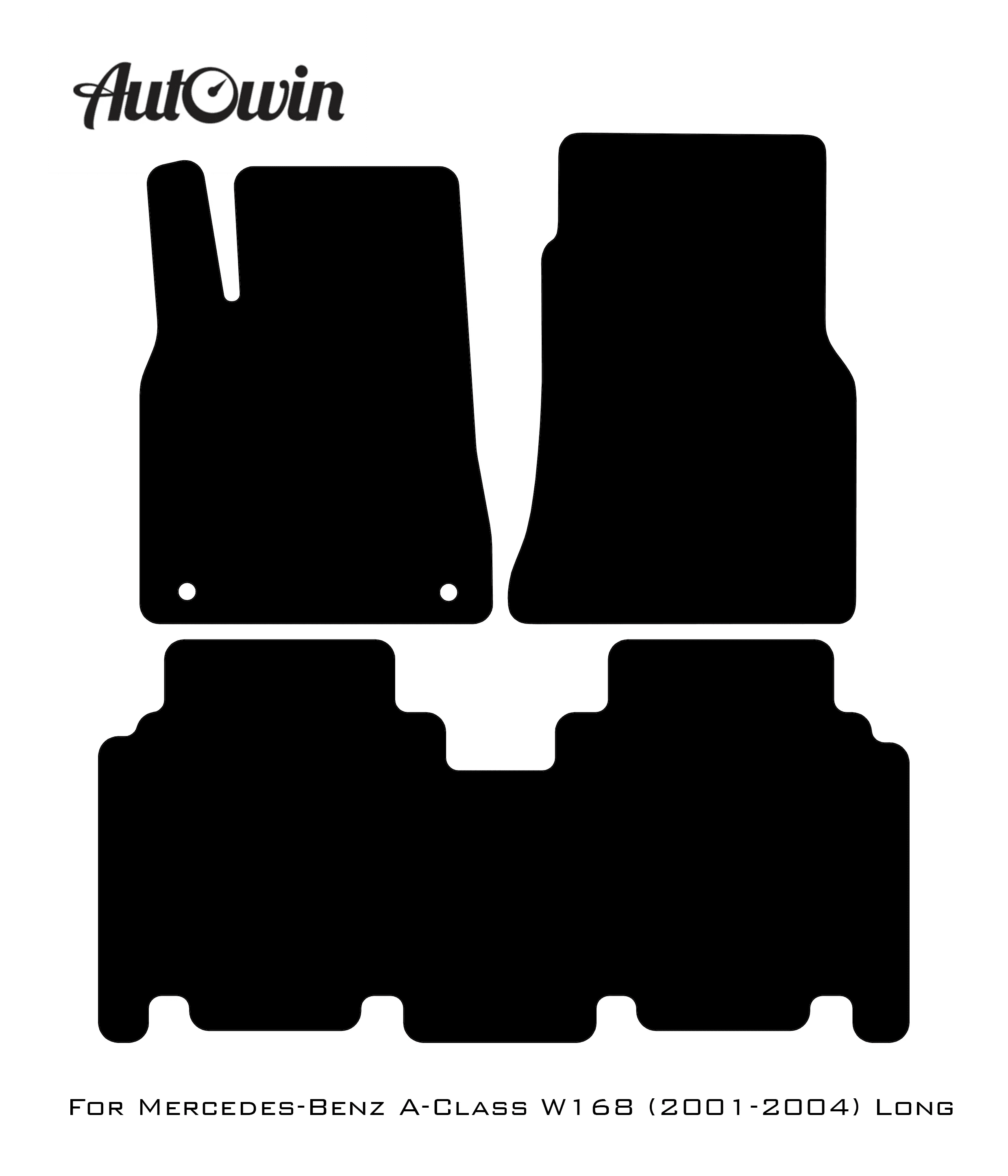 Black Sheepskin Floor Mats For Mercedes Benz A-Class W168 (2001-2004) | ER56 Design - AutoWin