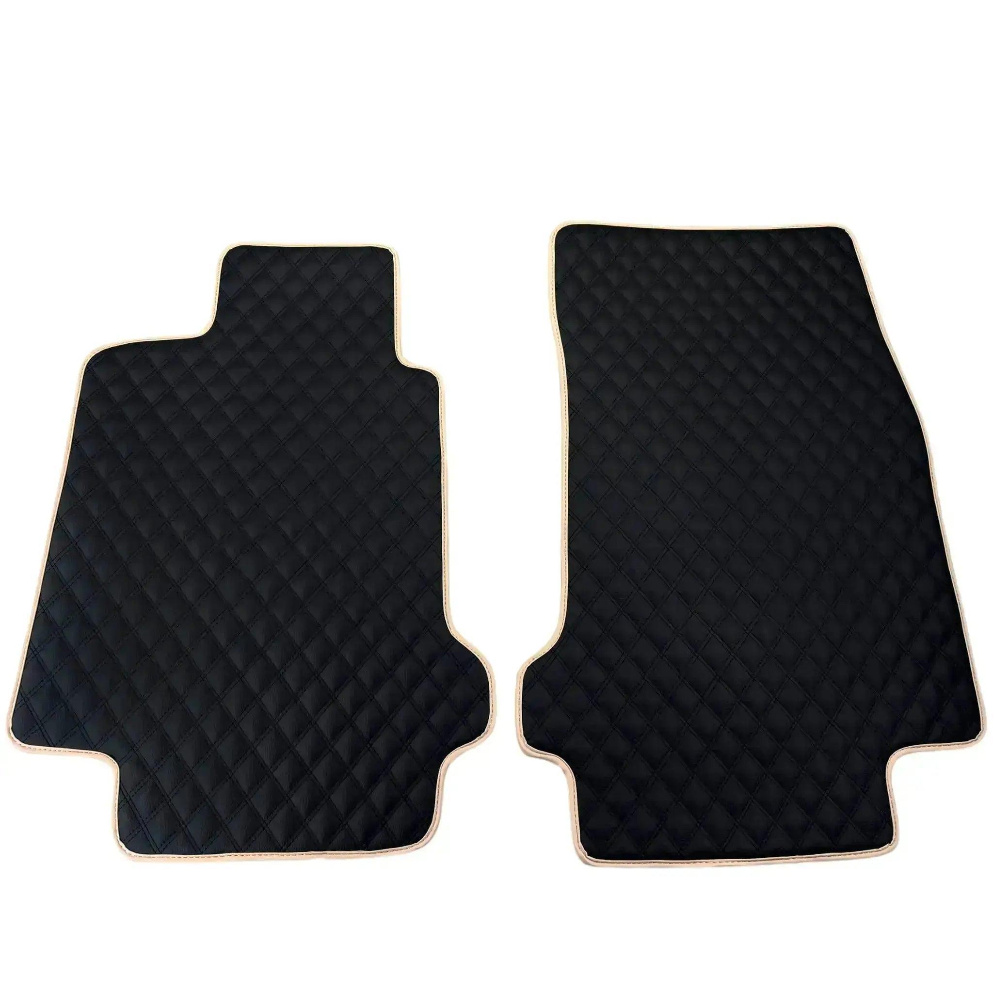 Black Stitched Leather Floor Mats for Maserati GranTurismo Sport (2012-2019) | Beige Trim - AutoWin