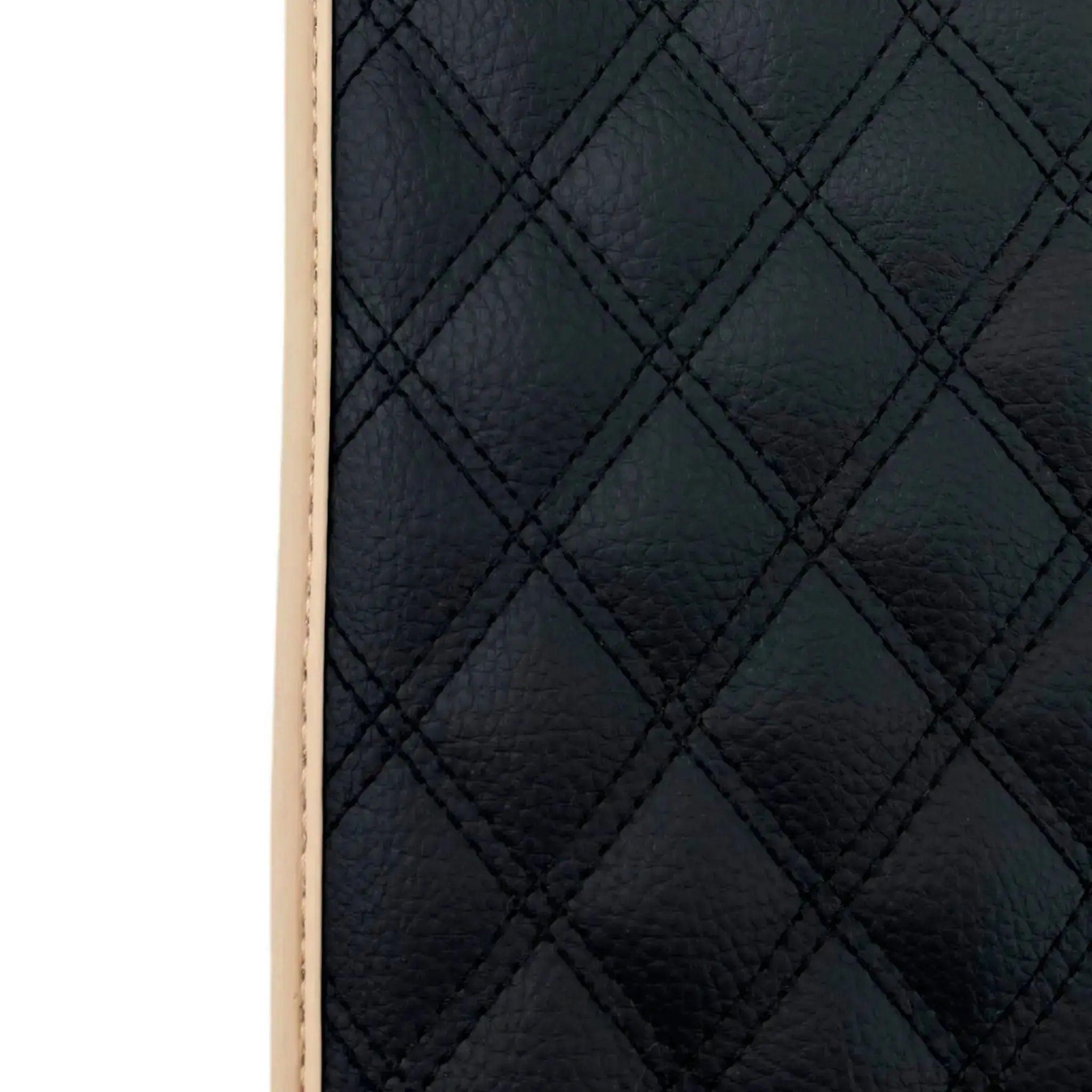 Black Stitched Leather Floor Mats for Maserati GranTurismo Sport (2012-2019) | Beige Trim - AutoWin