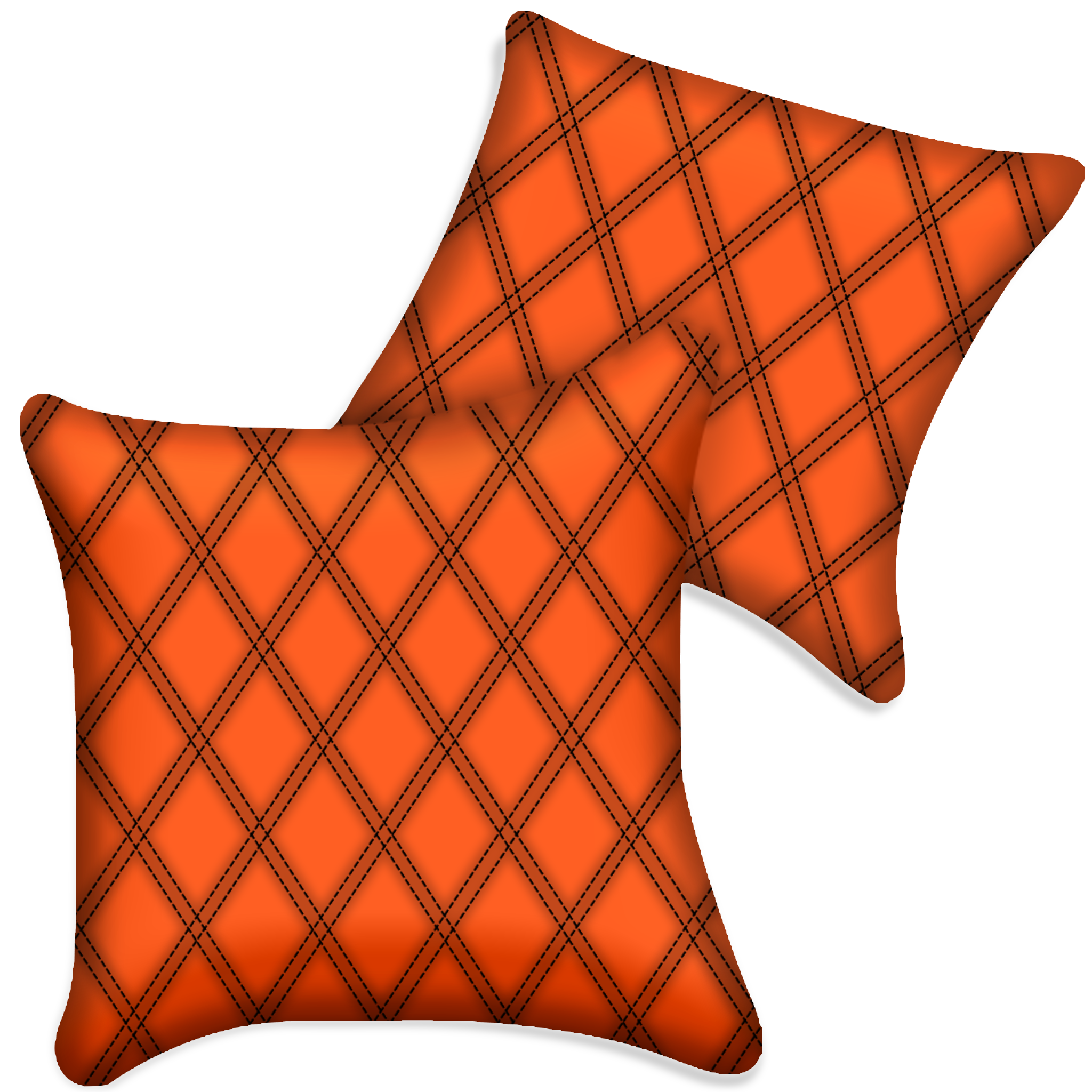 Customizable Orange Leather Pillows Set of 2 for All Vehicles | Double Diamond Pattern