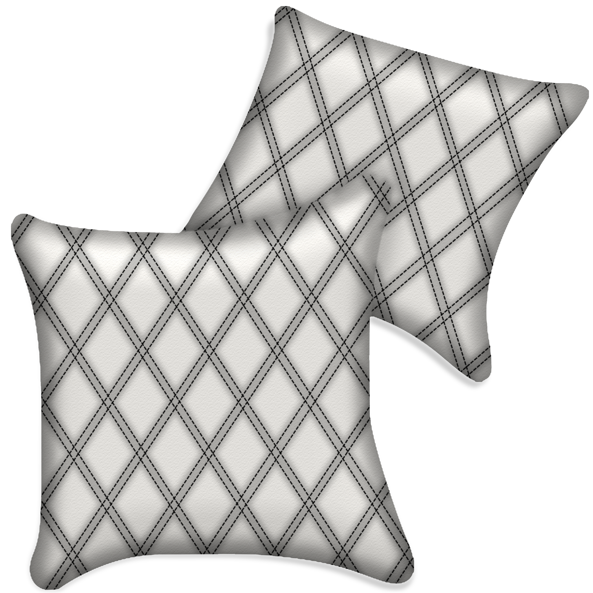 Customizable White Leather Pillows Set of 2 for All Vehicles | Double Diamond Pattern