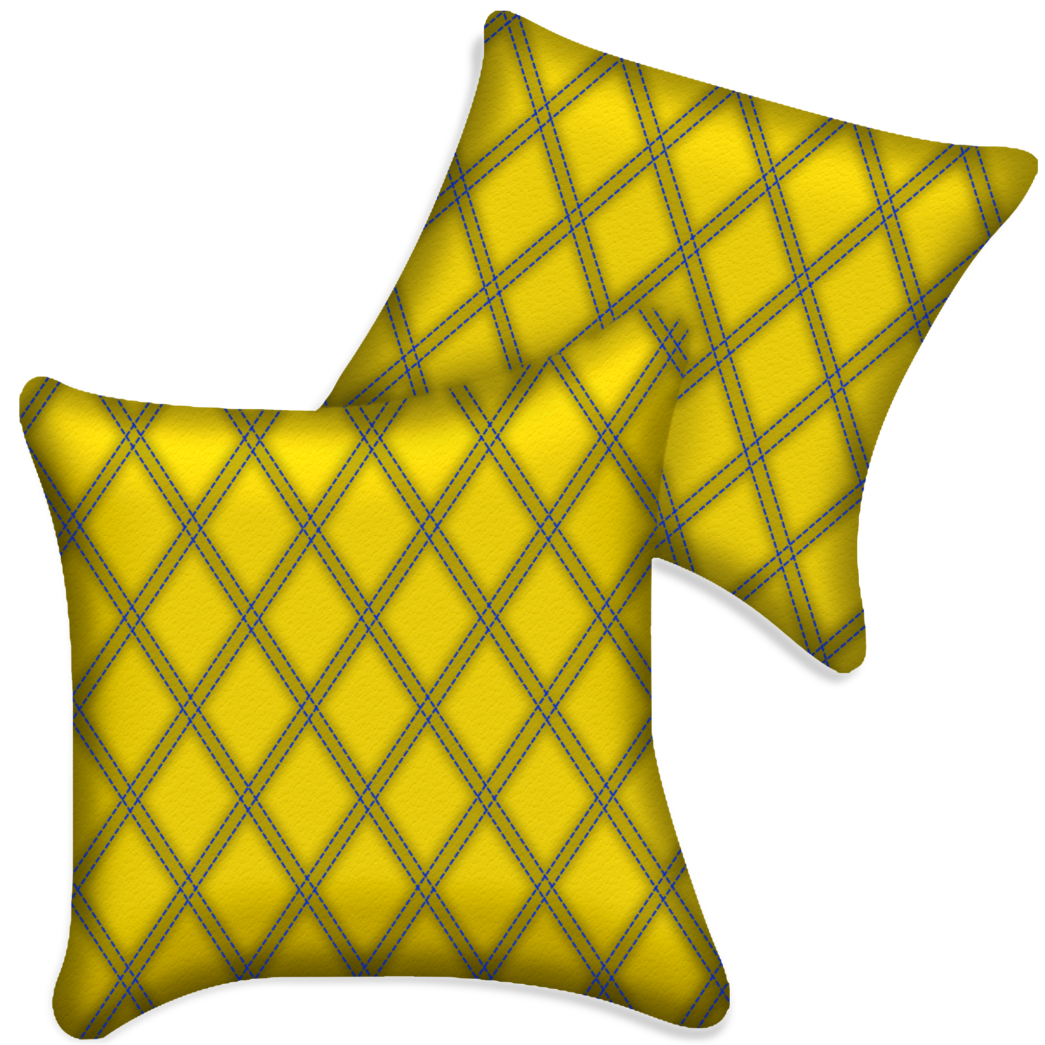 Customizable Yellow Leather Pillows Set of 2 for All Vehicles | Double Diamond Pattern