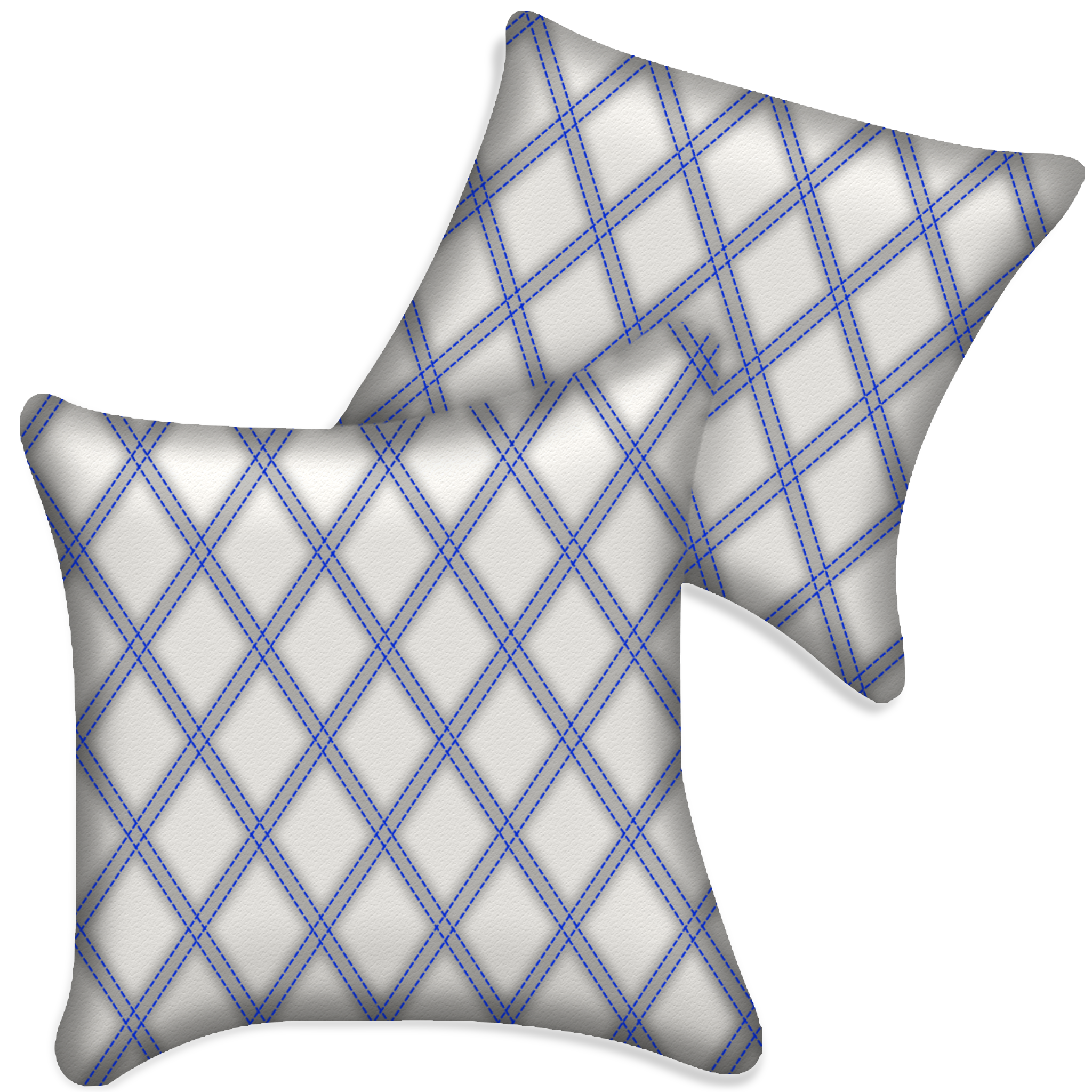 Customizable White Leather Pillows Set of 2 for All Vehicles | Double Diamond Pattern