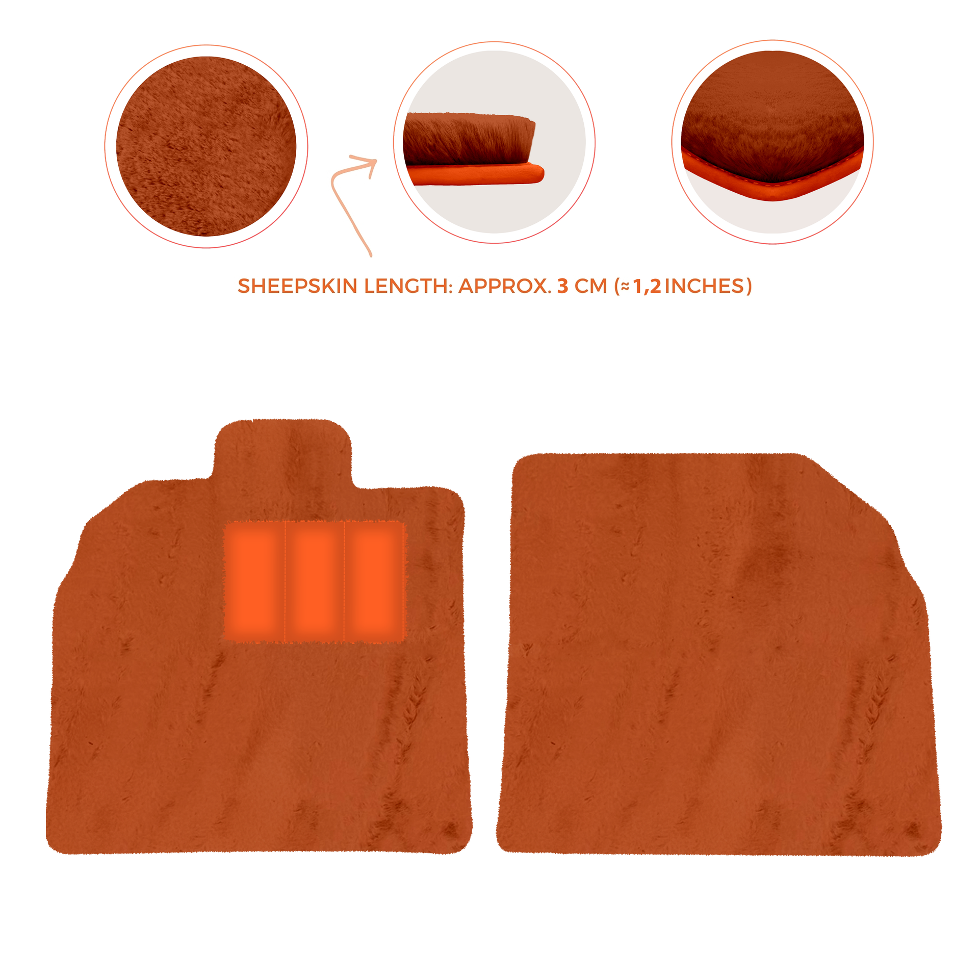 Anpassbare schwarze Fußmatten für Lamborghini Aventador mit orangefarbenem (Arancia Mira) Nappaleder - AutoWin.EU