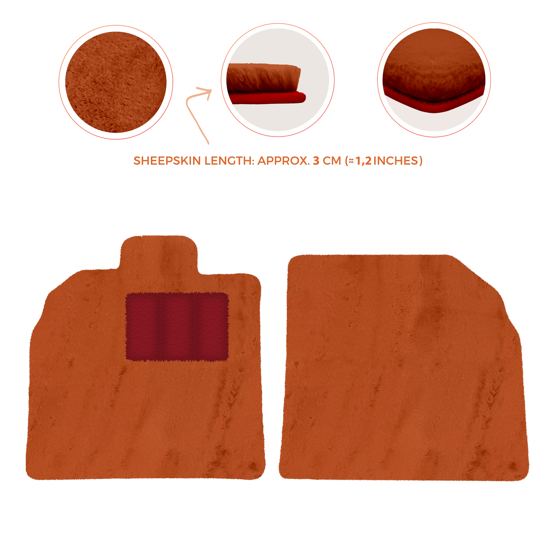 Anpassbare schwarze Fußmatten für Lamborghini Aventador mit orangefarbenem (Arancia Mira) Nappaleder - AutoWin.EU