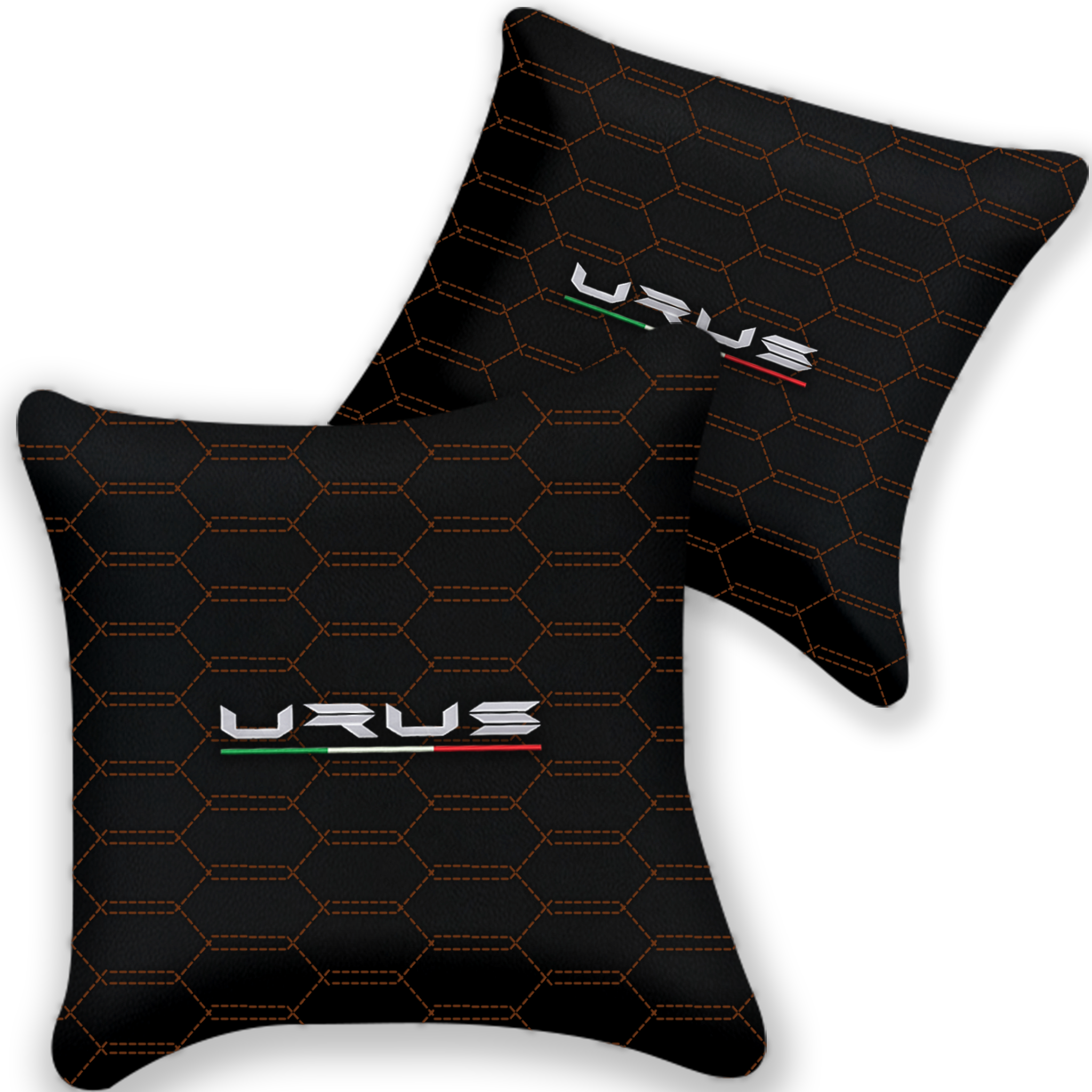 Customizable Black Leather Pillows - Set of 2 for Lamborghini