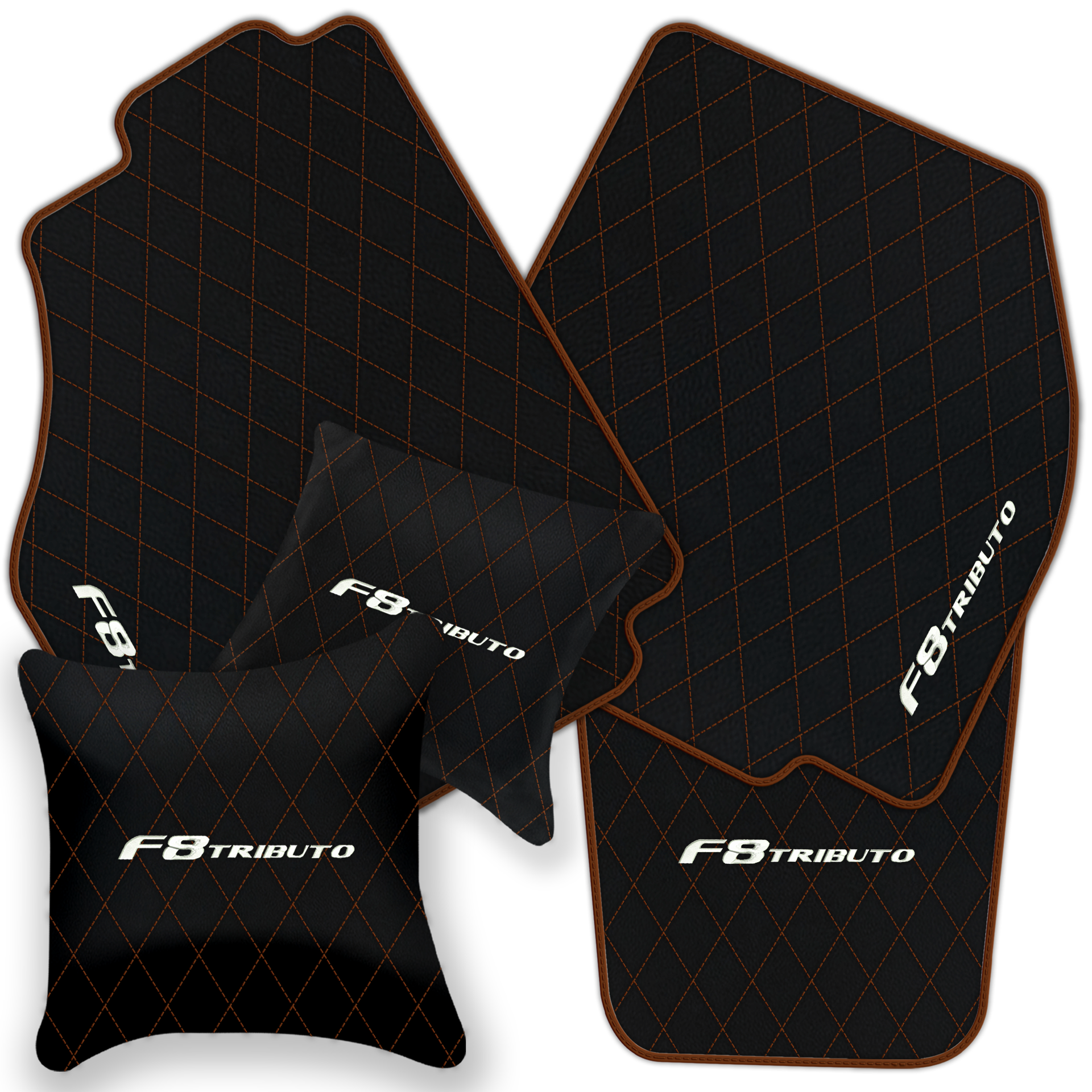 Premium Black Leather Floor Mats for Ferrari F8 Spider (2019-2023)