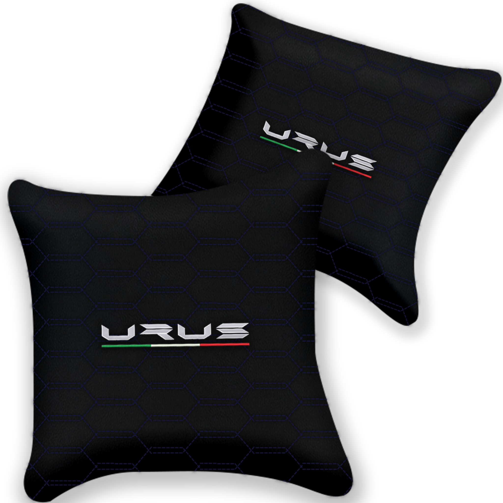 Customizable Black Leather Pillows - Set of 2 for Lamborghini