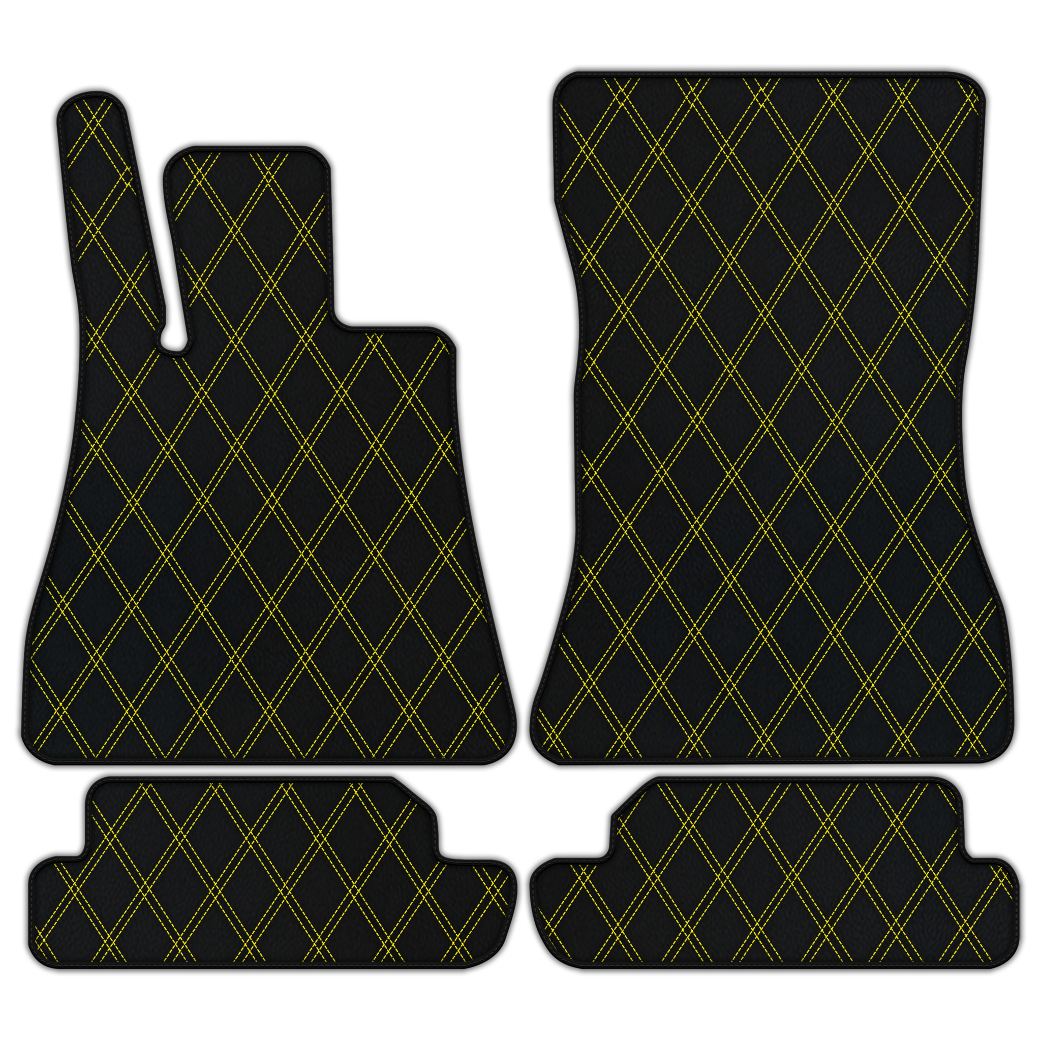 Customizable Leather Floor Mats with Double Diamond Pattern for Mercedes Benz AMG GT