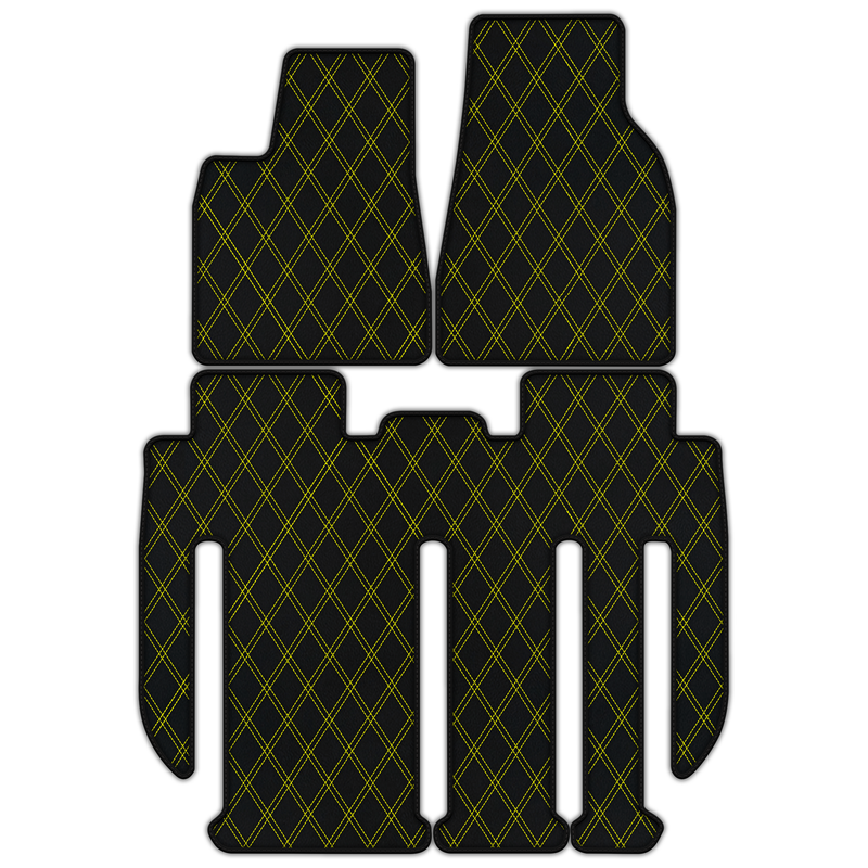 Anpassbare Lederfußmatten mit Doppelrautenmuster für Tesla Model X – 7 Sitze (2017–2025)