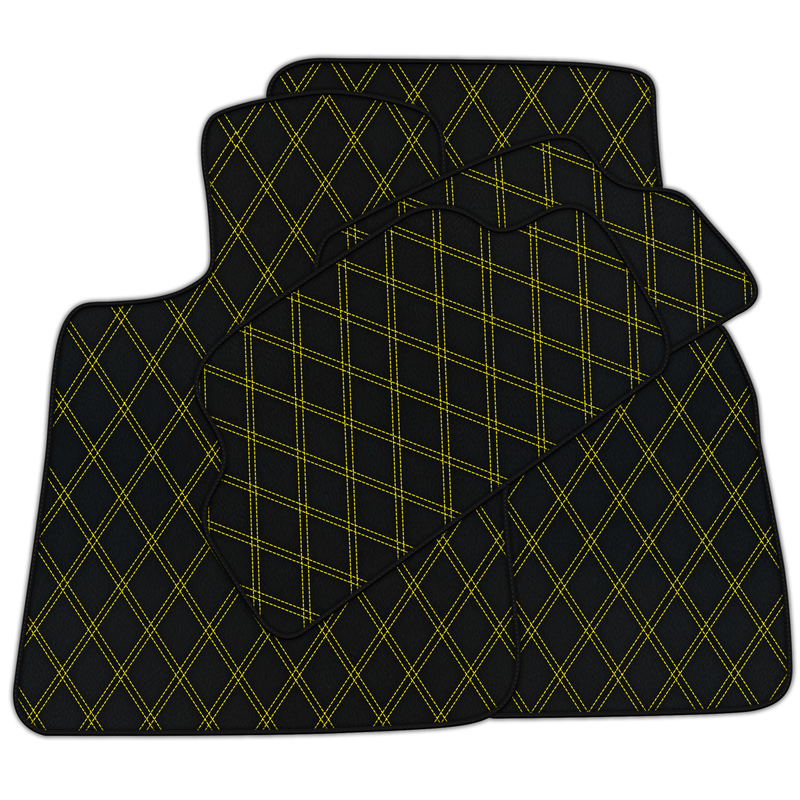 Customizable Leather Floor Mats with Double Diamond Pattern for Mini Cooper / One F55 5-Doors (2015-2023)
