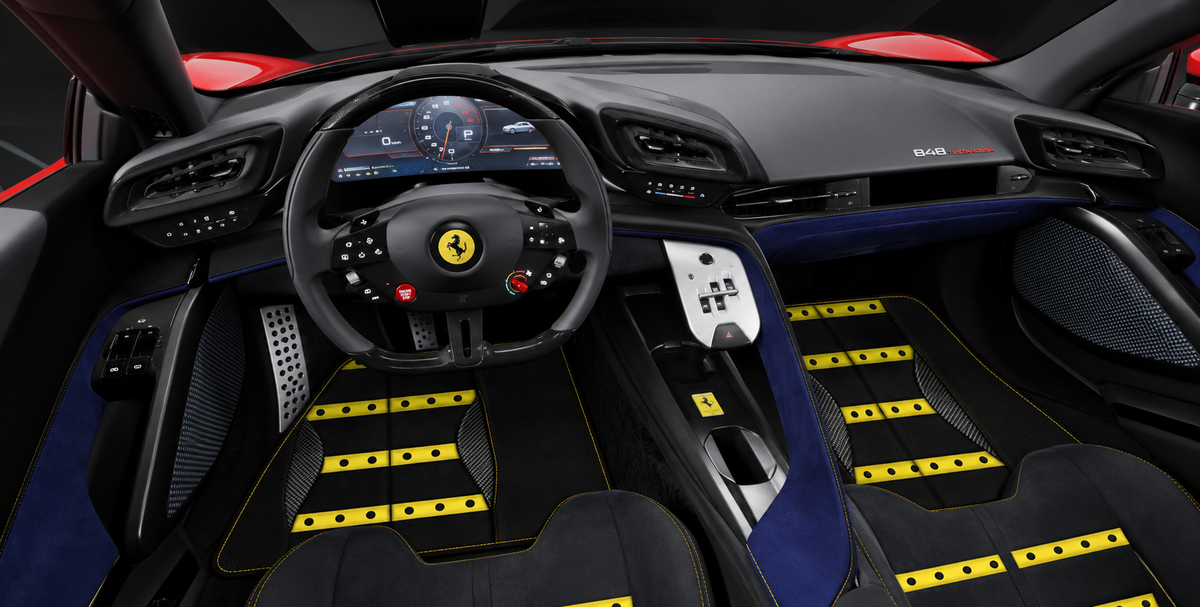 Tapis de voiture en cuir personnalisables avec motif AW22 pour Ferrari 849 Testarossa (2026-2027)