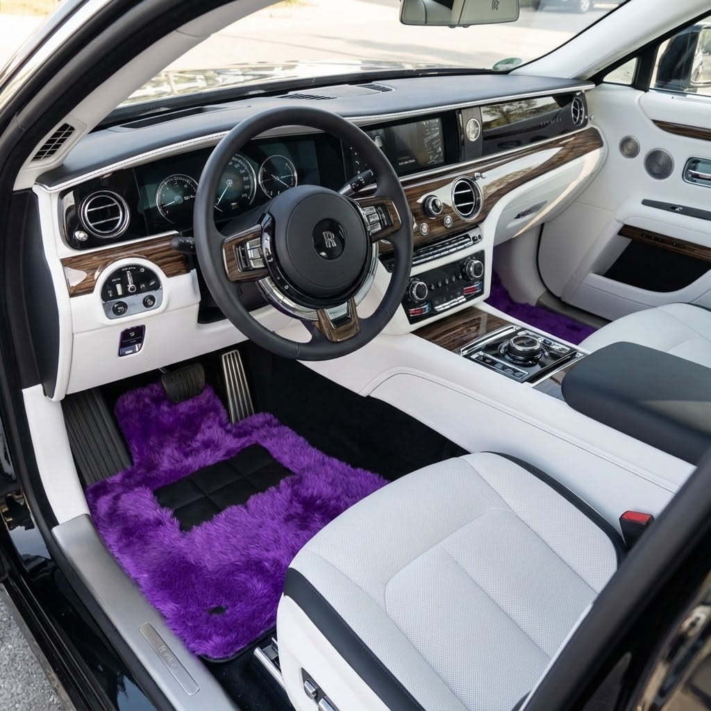 Tappetini per auto in pelle personalizzabili con motivo esagonale Raptor per Rolls Royce Spectre (2023-2024) - AutoWin