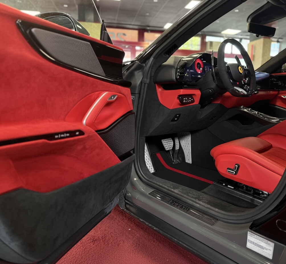 Black Floor Mats for Ferrari Purosangue with Green Trim | Italian Edition - AutoWin