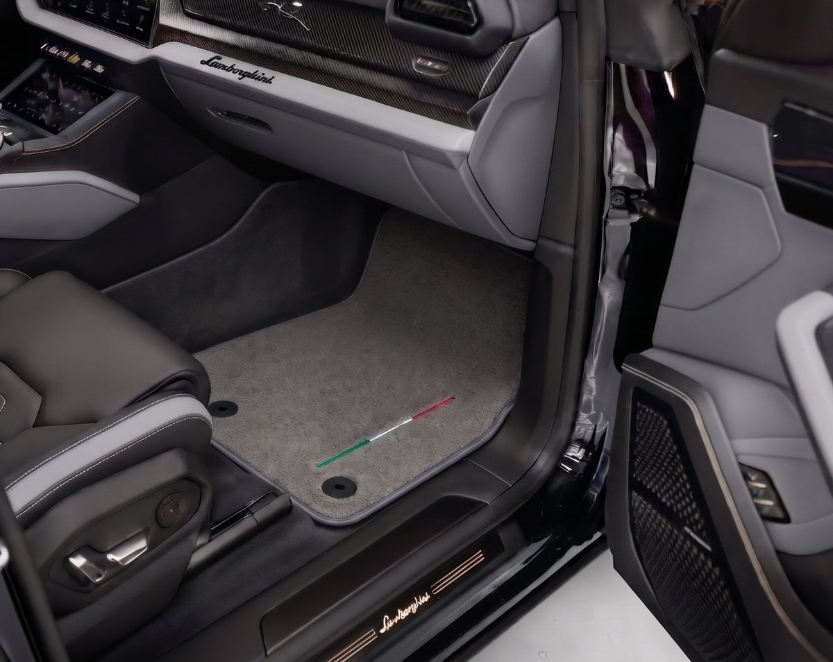 Black Floor Mats for Lamborghini Urus with Brown Leather