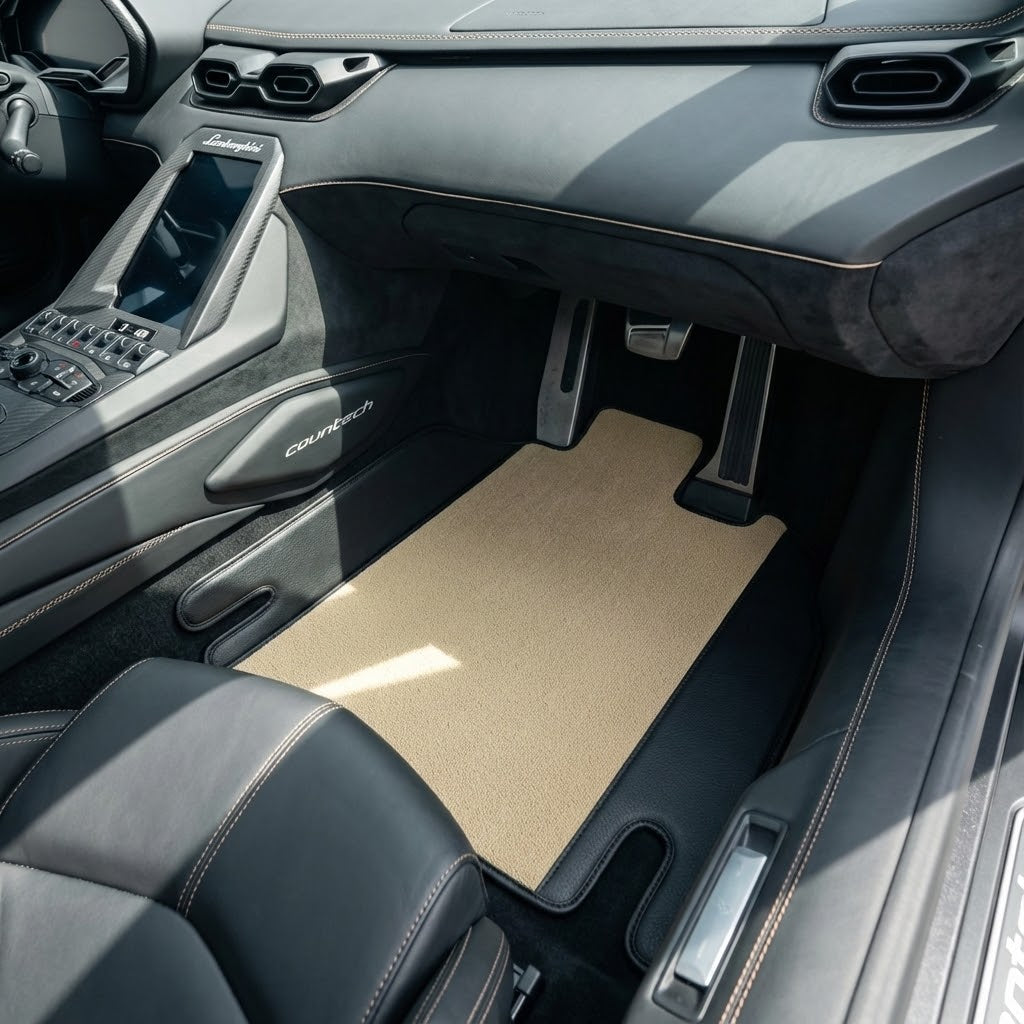 Tappetini per auto in pelle personalizzabili con motivo a righe per Lamborghini Countach (1974-1990) - AutoWin