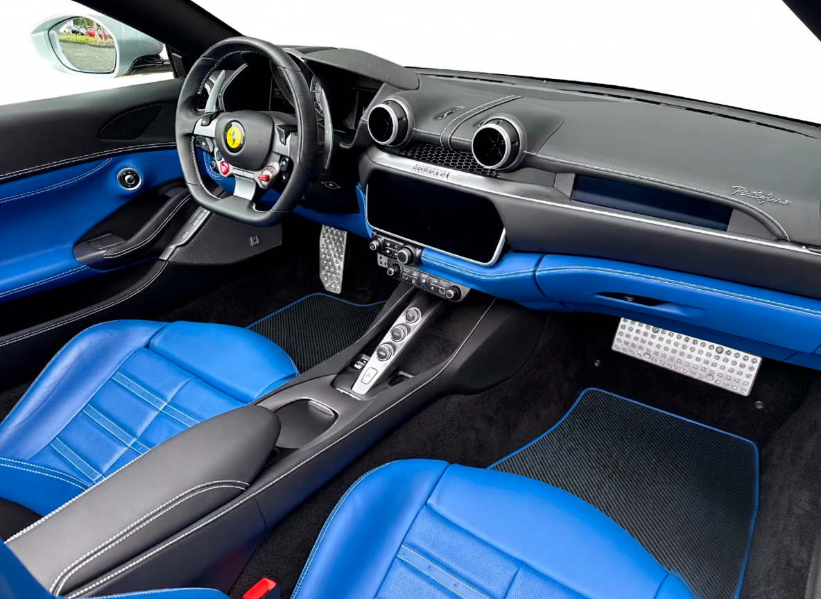 Dark Blue Floor Mats For Ferrari Portofino (2018-2023) Italian Edition - AutoWin