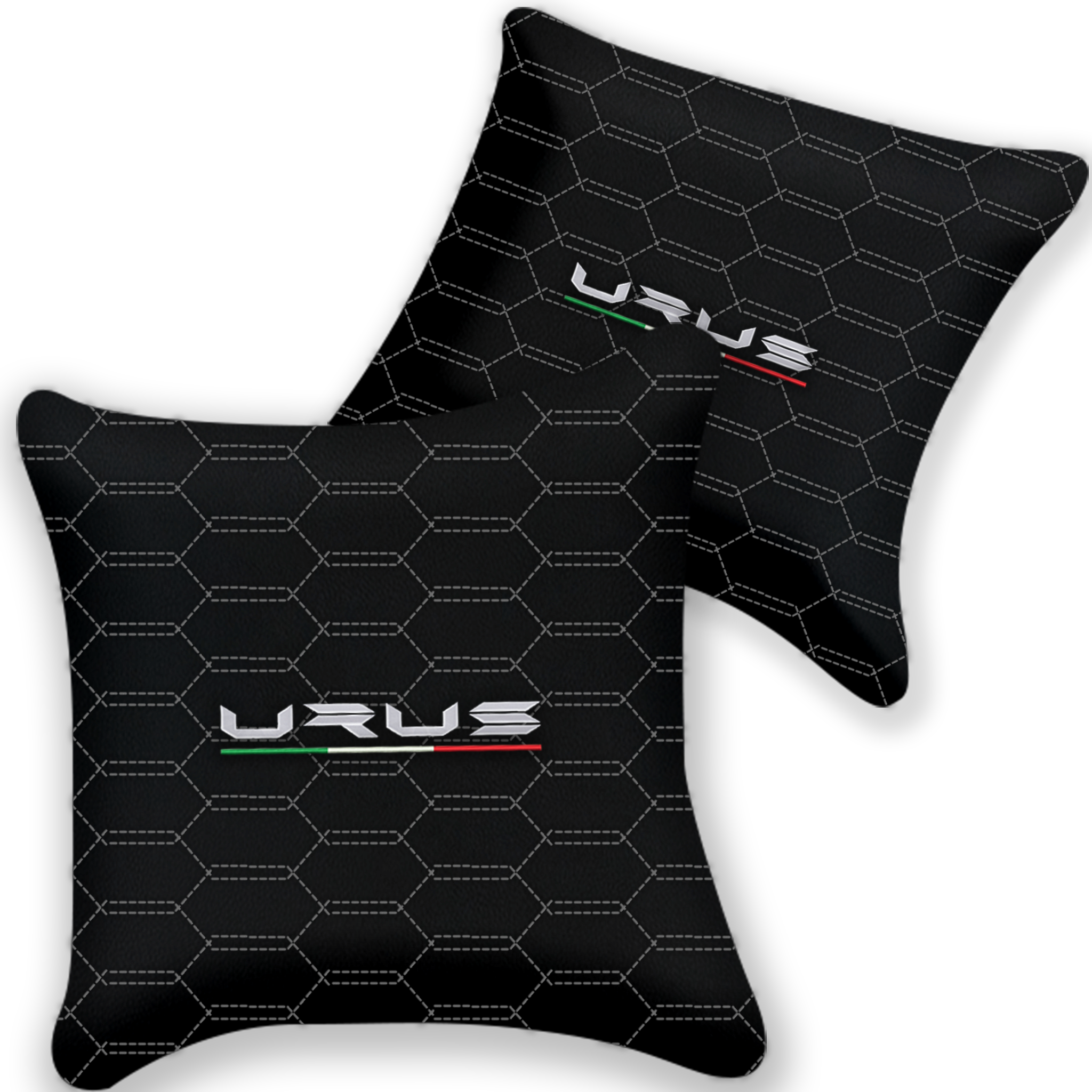 Customizable Black Leather Pillows - Set of 2 for Lamborghini