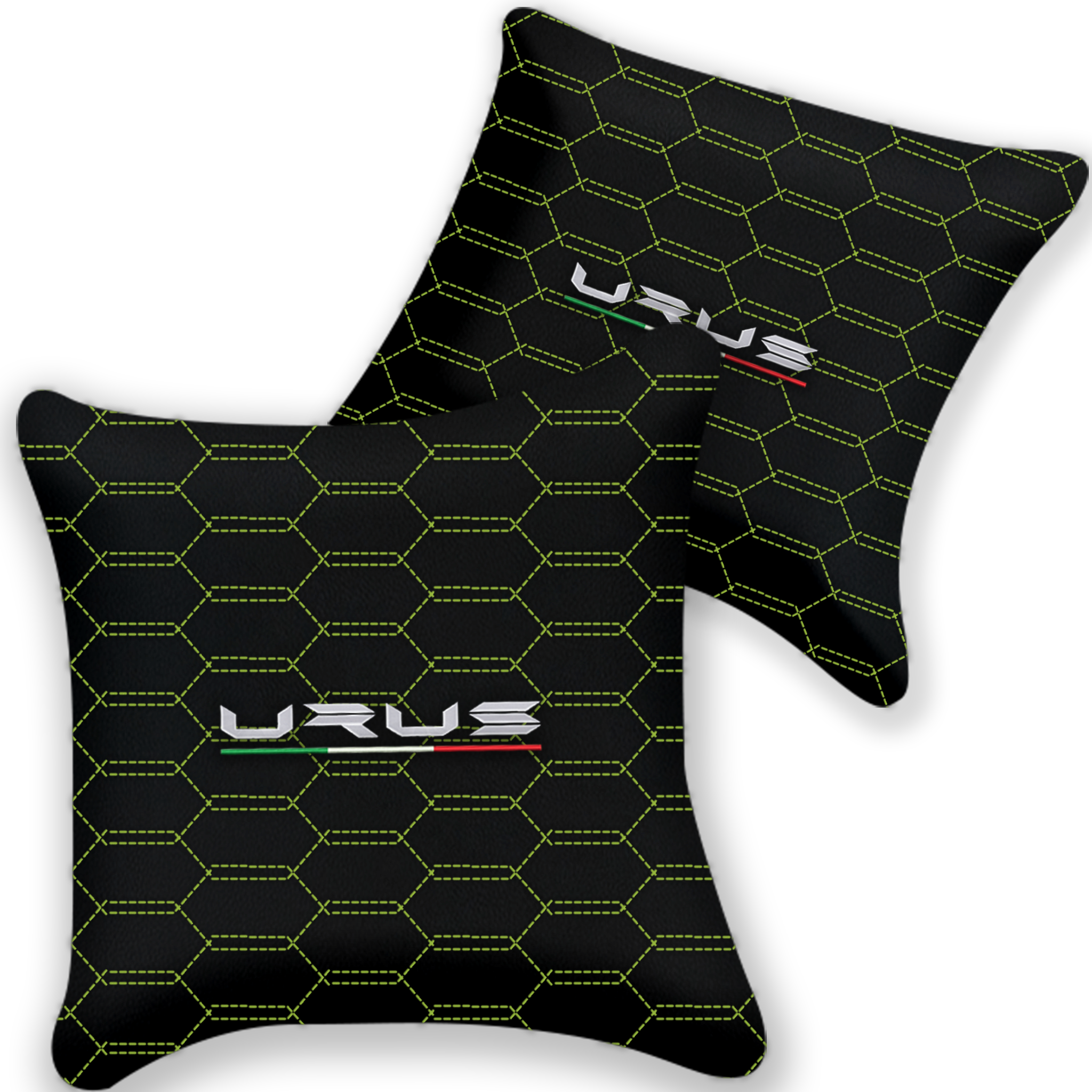 Customizable Black Leather Pillows - Set of 2 for Lamborghini