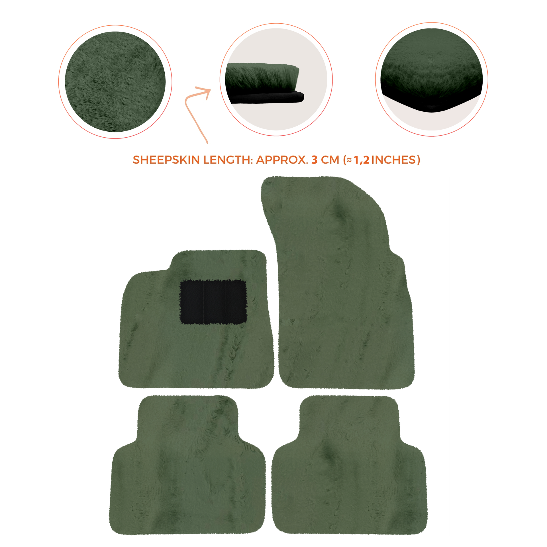 Premium Sheepskin Floor Mats for Lamborghini Countach 1974-1990
