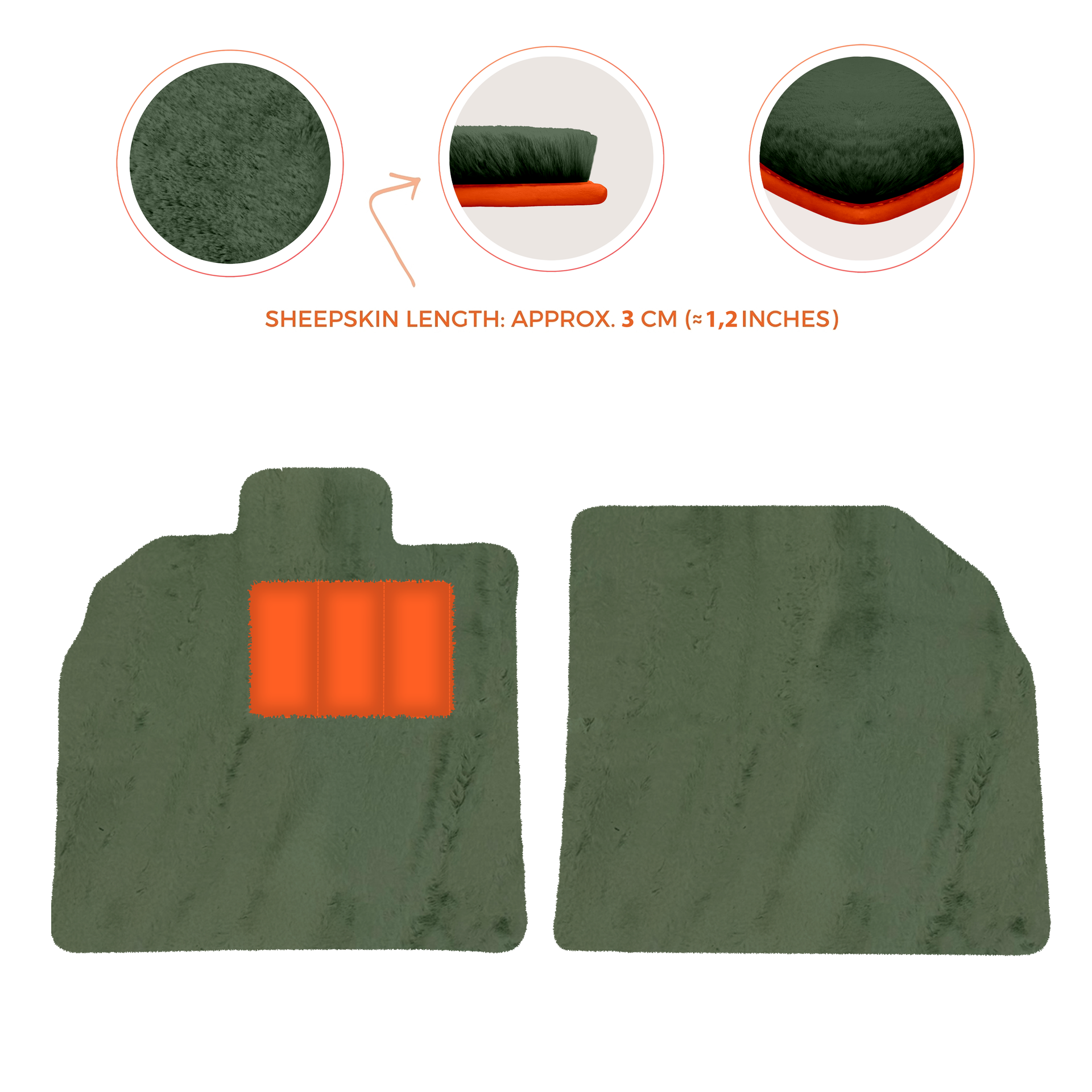 Anpassbare schwarze Fußmatten für Lamborghini Aventador mit orangefarbenem (Arancia Mira) Nappaleder - AutoWin.EU