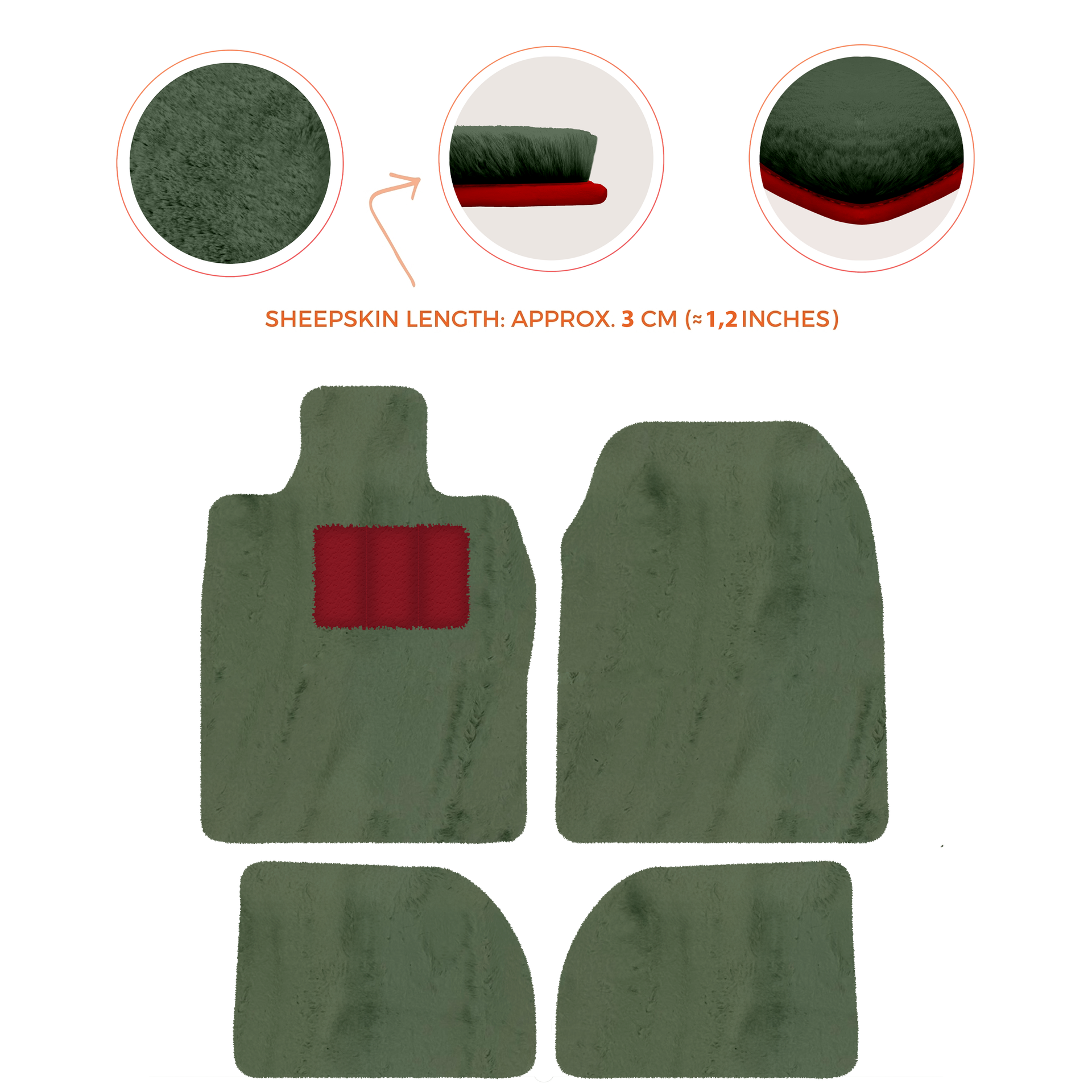 Premium Sheepskin Floor Mats for Porsche 924 (1976-1988)