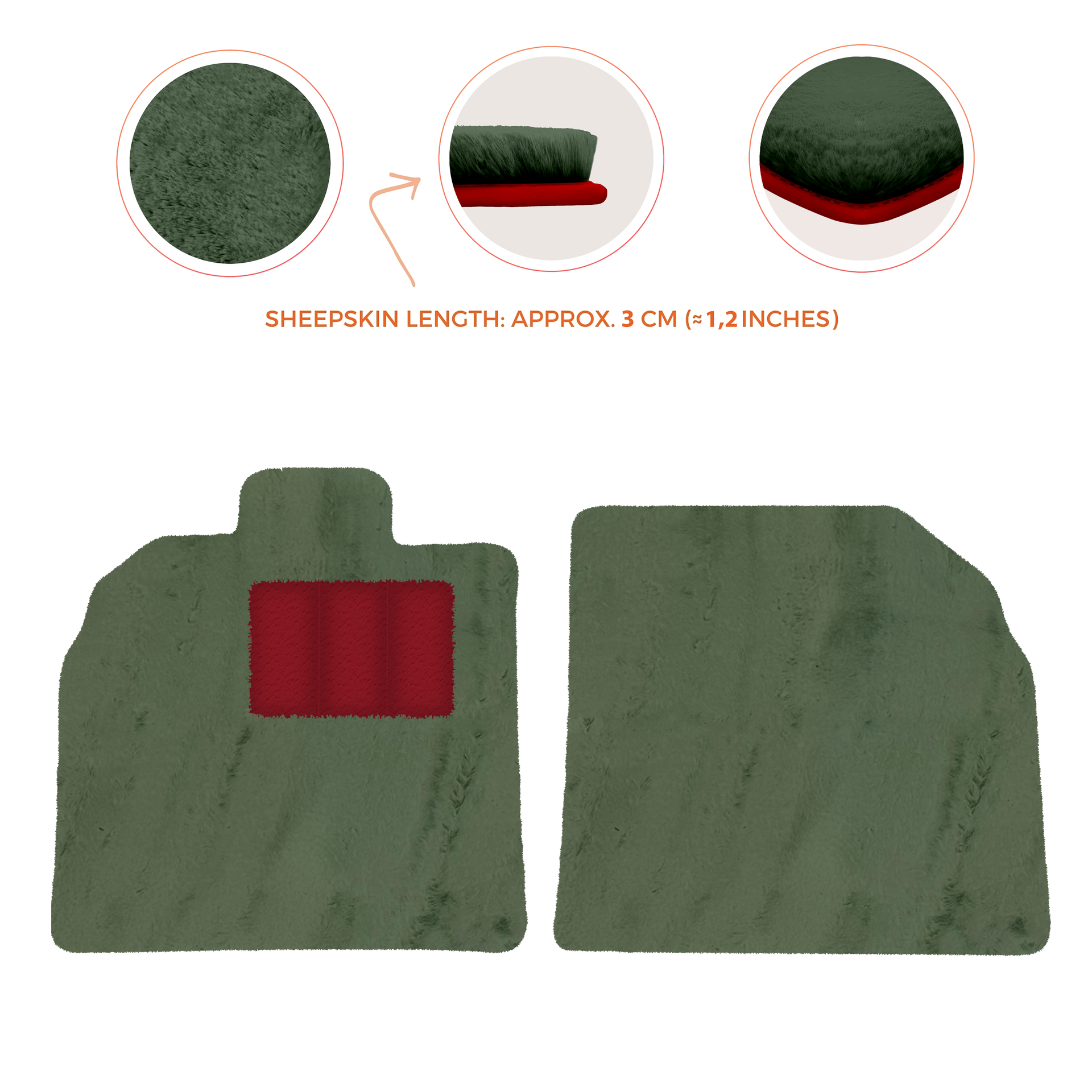 Anpassbare schwarze Fußmatten für Lamborghini Aventador mit orangefarbenem (Arancia Mira) Nappaleder - AutoWin.EU