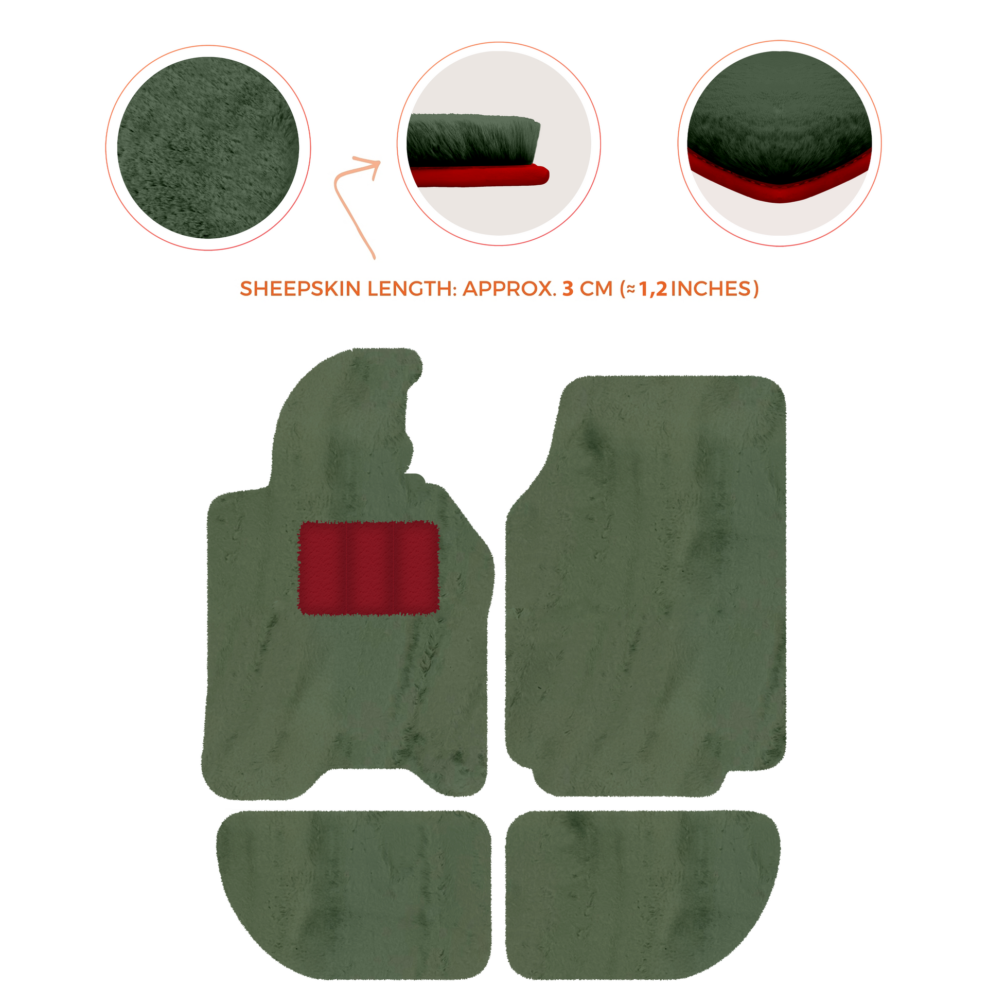 Sheepskin Floor Mats for Porsche 944 (1981-1991) | Custom Colors