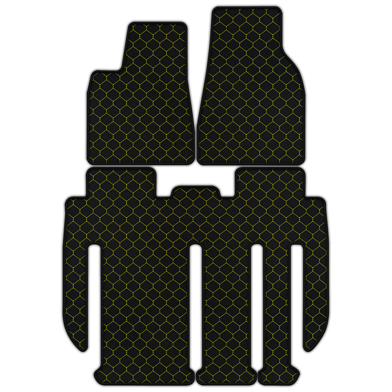 Anpassbare Lederfußmatten mit Sechseckmuster für Tesla Model X – 7 Sitze (2017–2025)