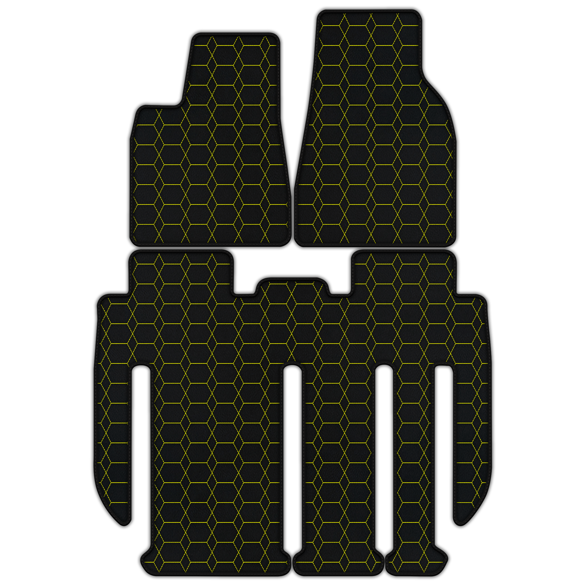 Customizable Leather Floor Mats with Hexagon Hex Pattern for Tesla Model X - 7 Seats (2017-2025)