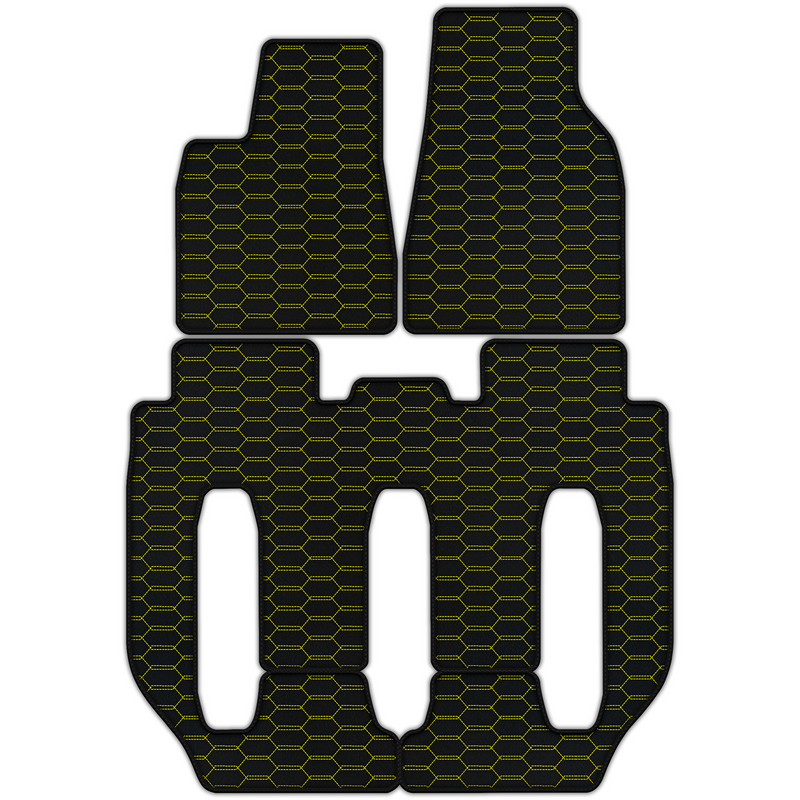 Customizable Leather Floor Mats with Interlaced Hex Pattern for Tesla Model X - 7 Seats (2016-2017)