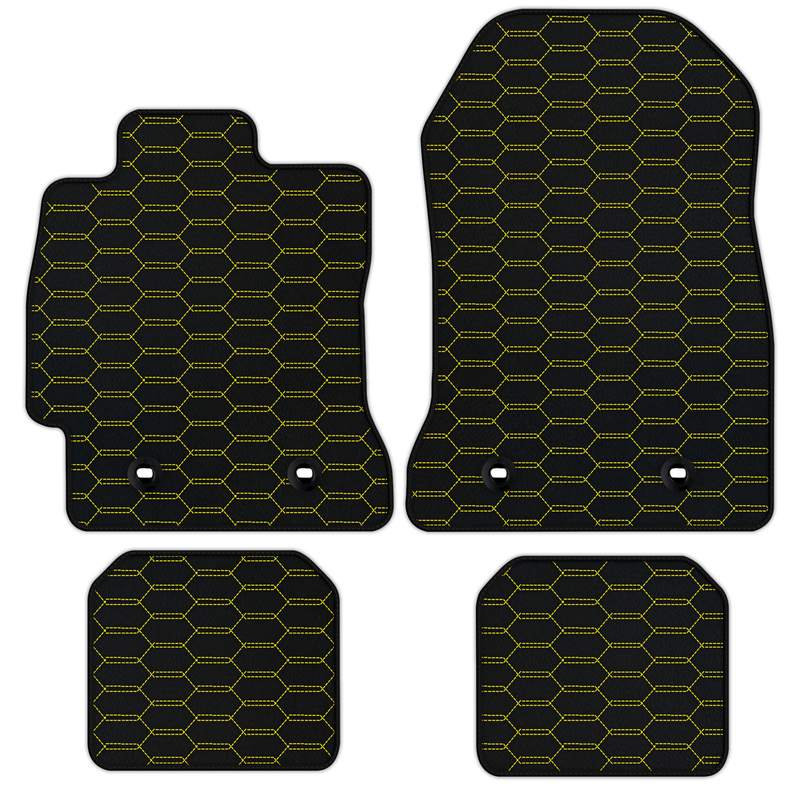 Customizable Leather Floor Mats with Interlaced Hex Pattern for Subaru BRZ (2012-2021)