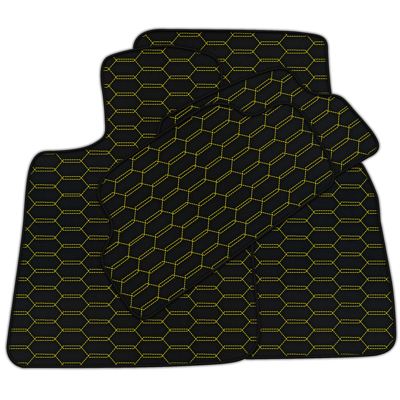 Tappetini per auto in pelle personalizzabili con pattern esagonale intrecciato per Mini Cabrio R52 Convertible (2004-2009)